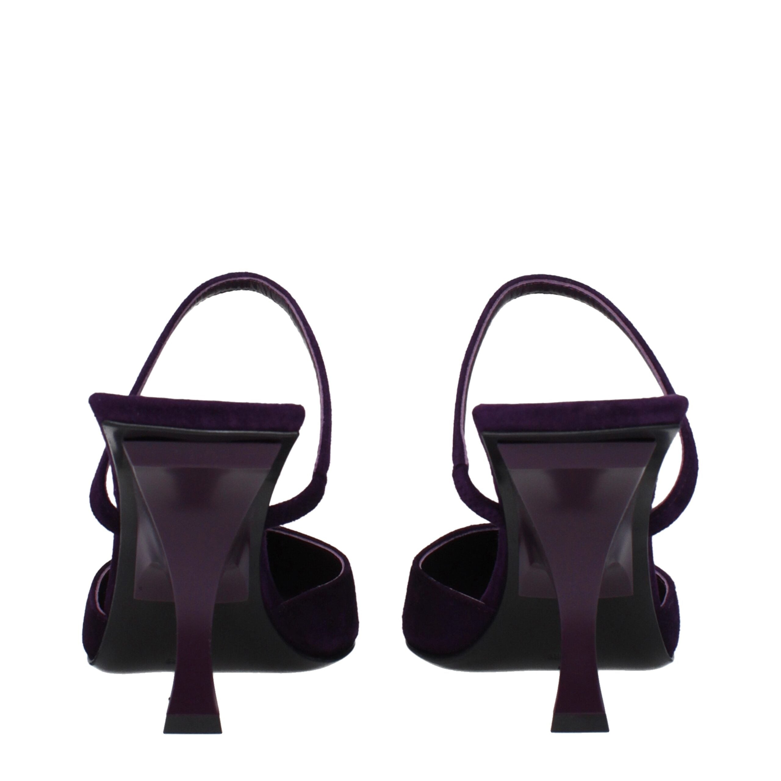 Purple Leather Stiletto Heels Sandals