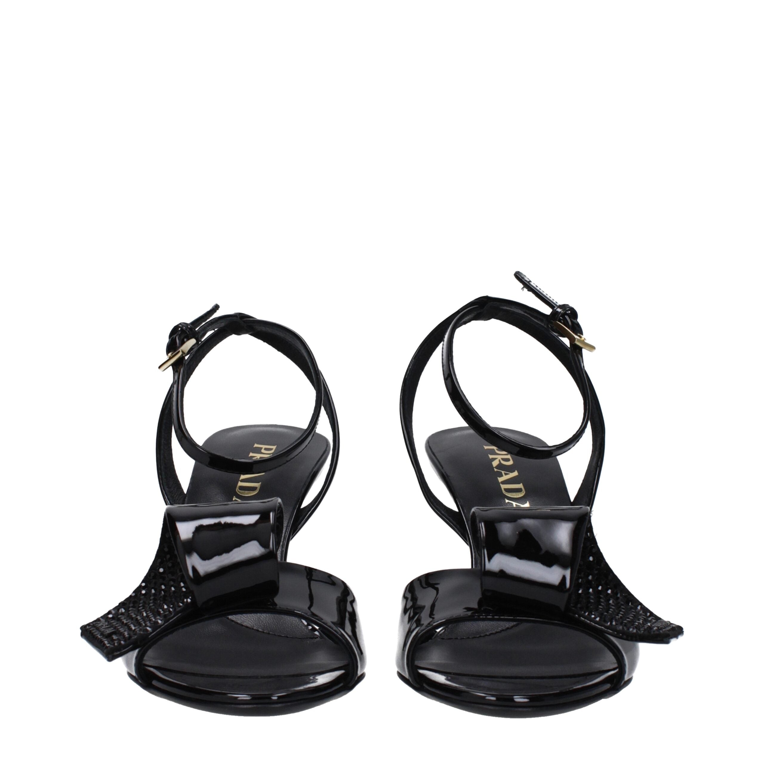 Black Leather Stiletto Heels Sandals