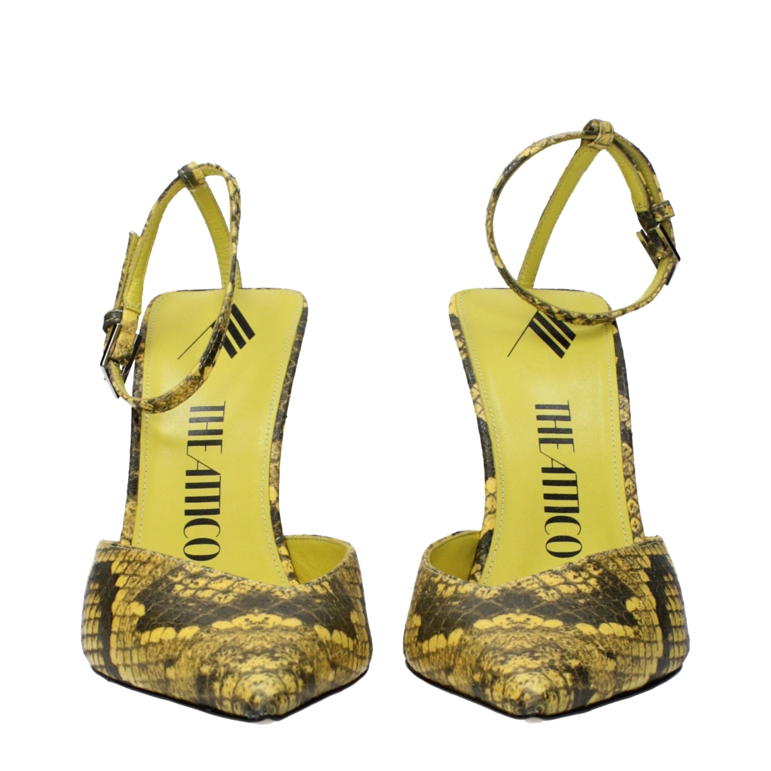 Yellow Leather High Heel Pumps