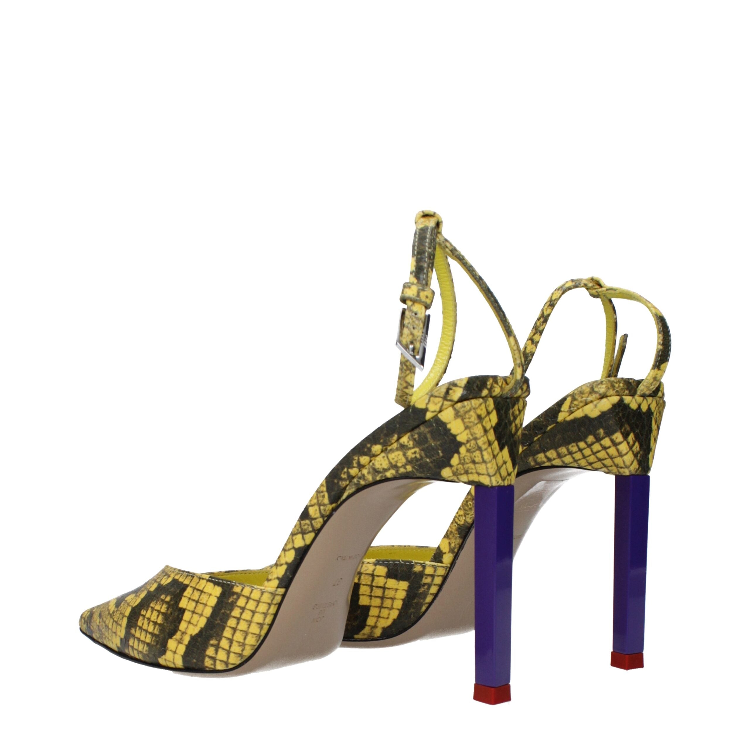 Yellow Leather High Heel Pumps