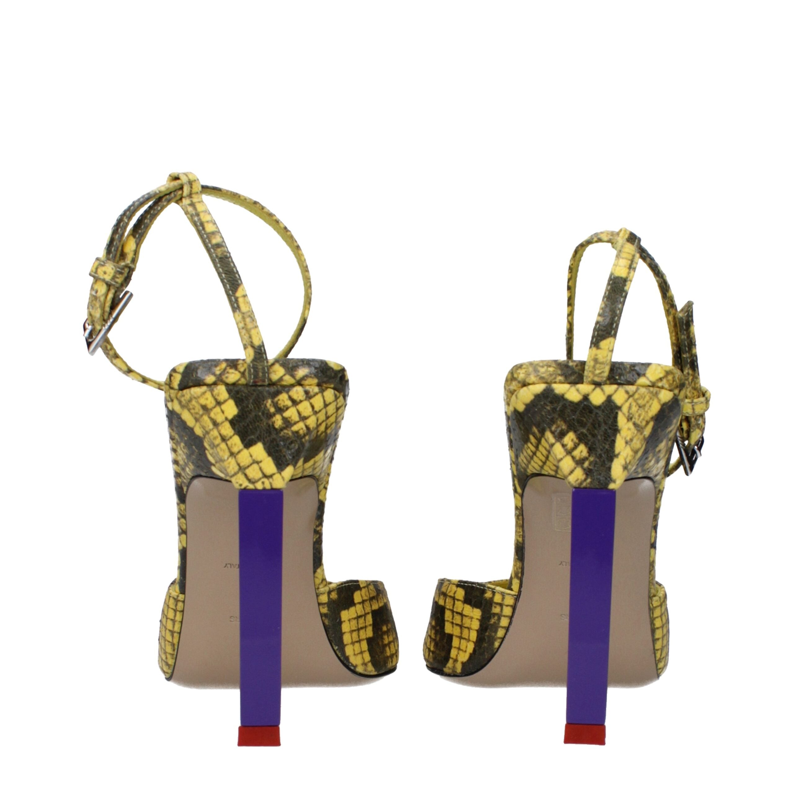 Yellow Leather High Heel Pumps