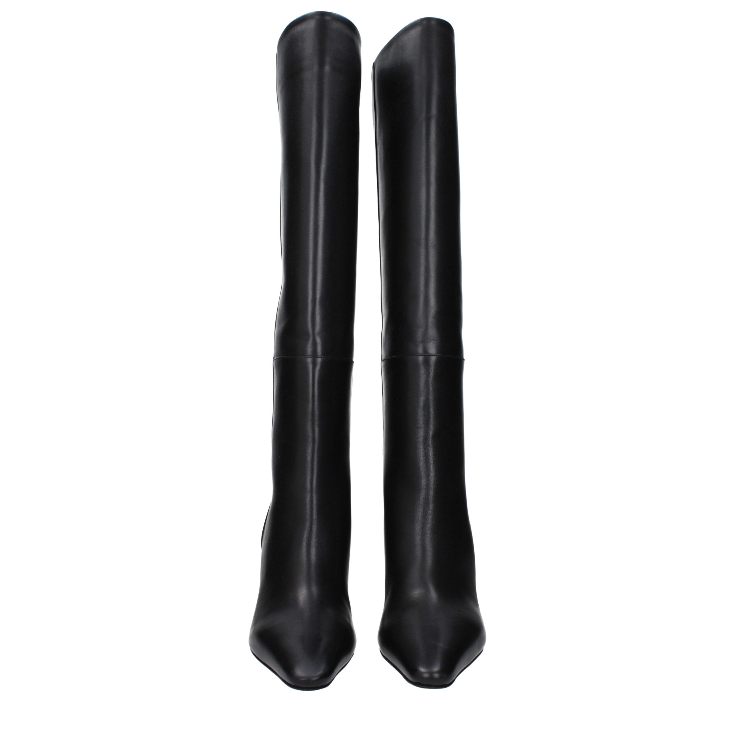 Black Leather High Heel Boots