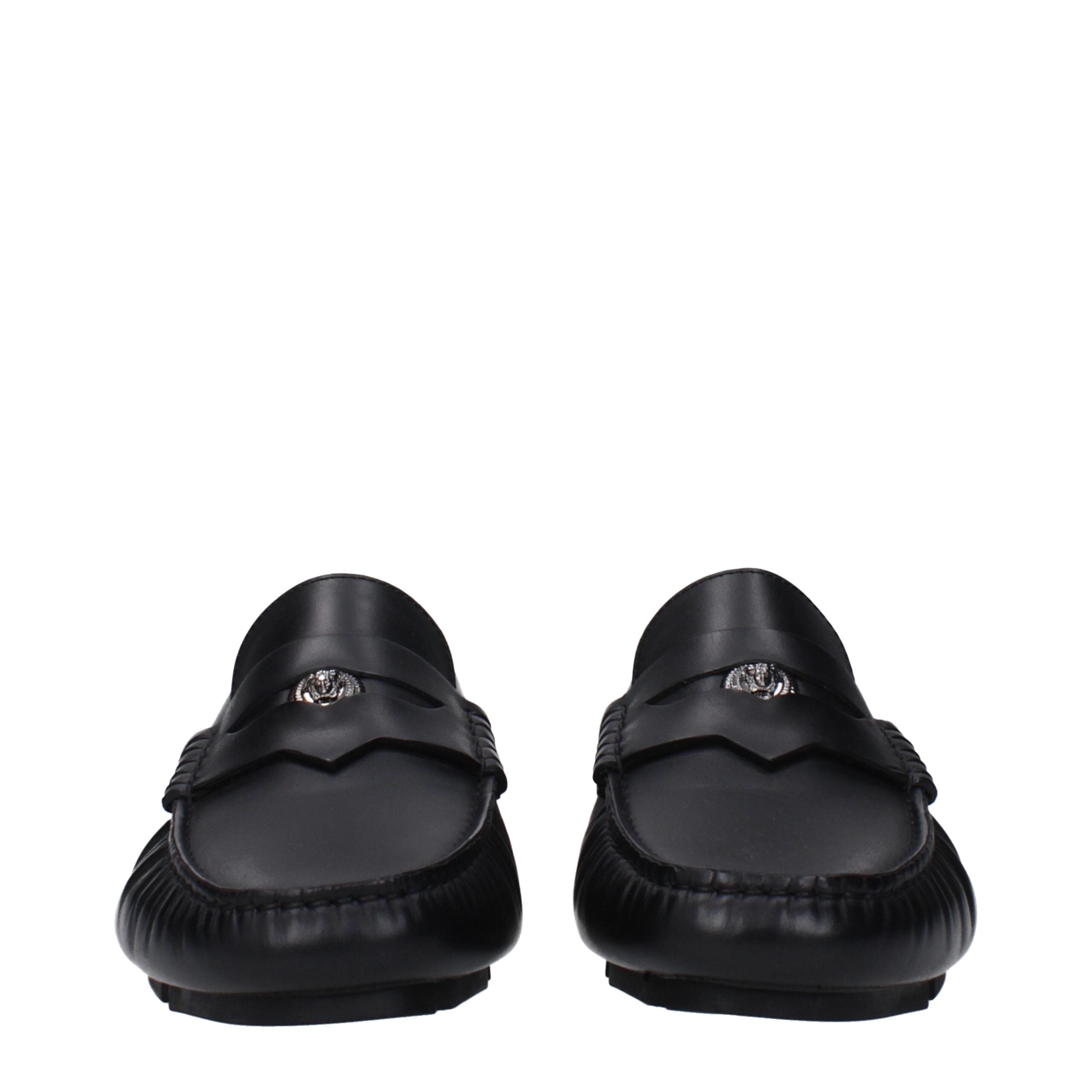 Black Leather Slip-On Loafers