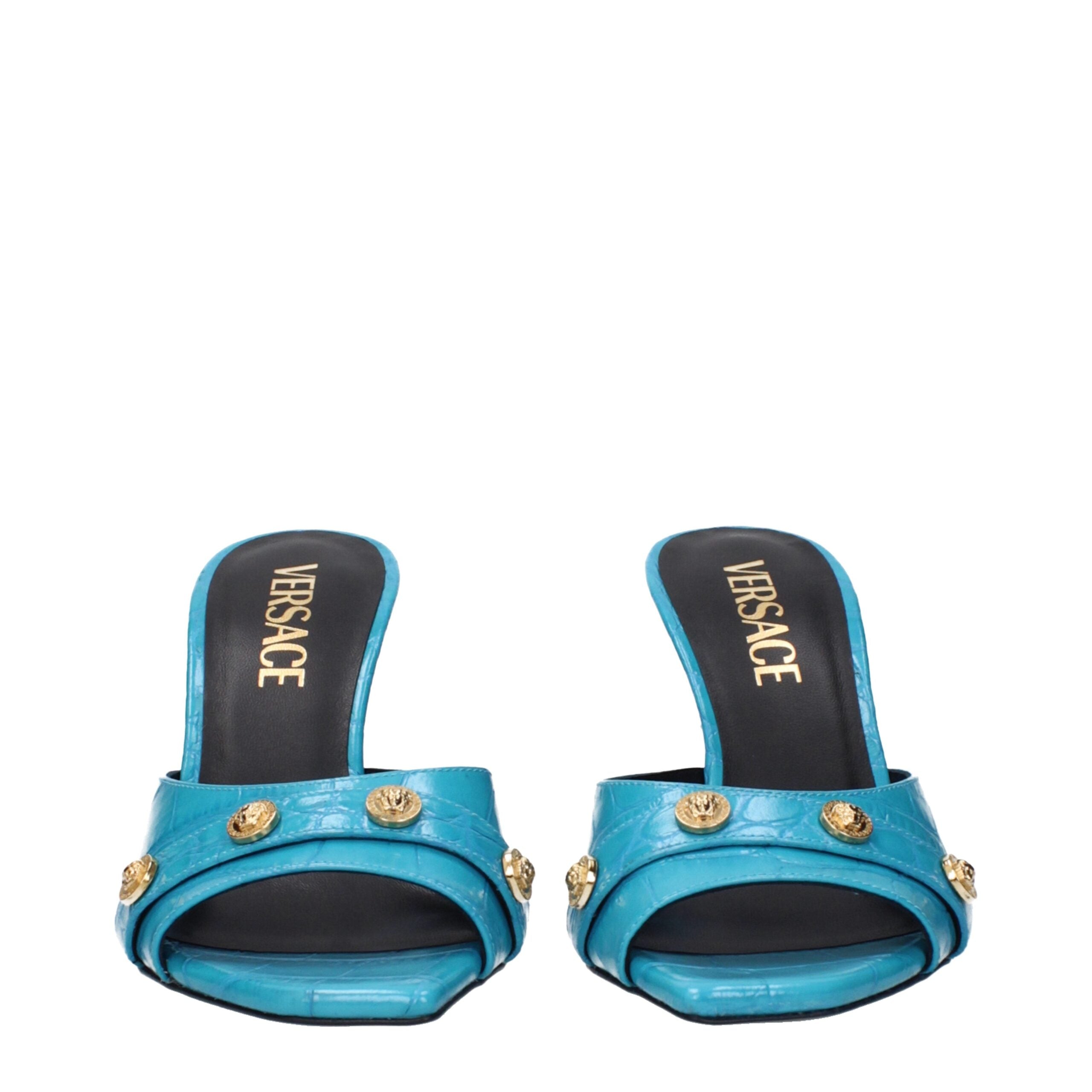 Light Blue Leather Stiletto Heels Sandals