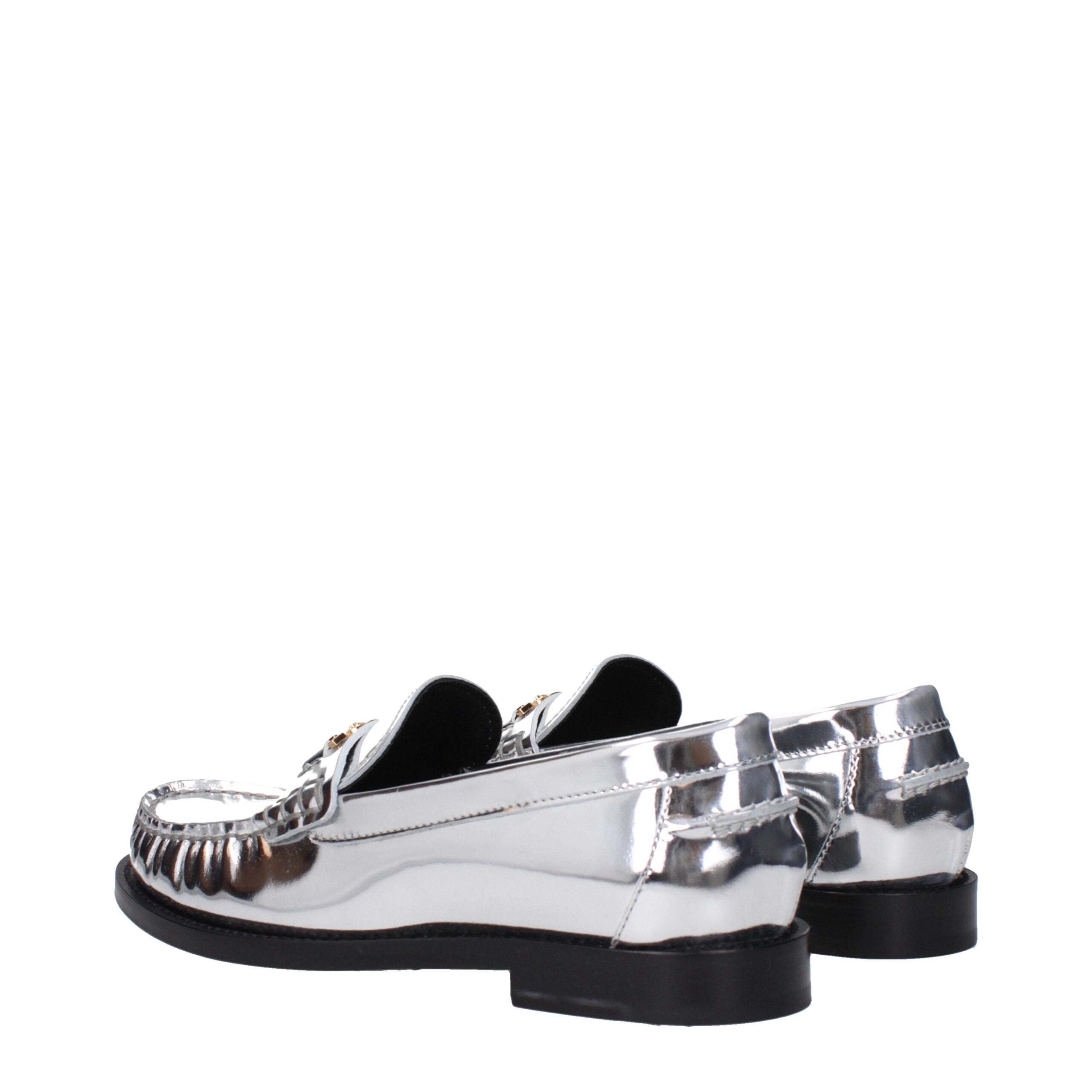 Gray Leather Slip-On Loafers
