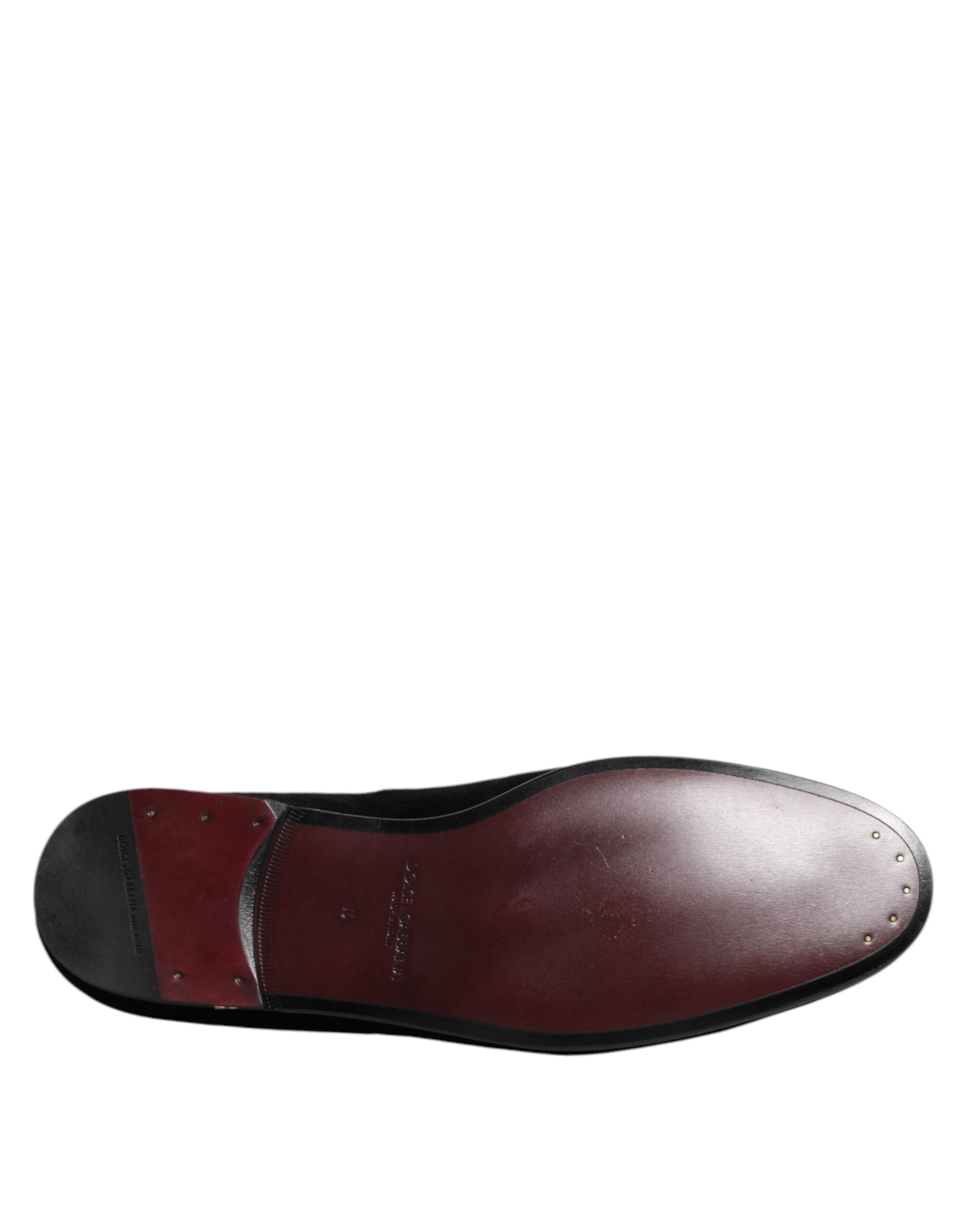 Black Velvet Gold Crown Mens Loafers Shoes
