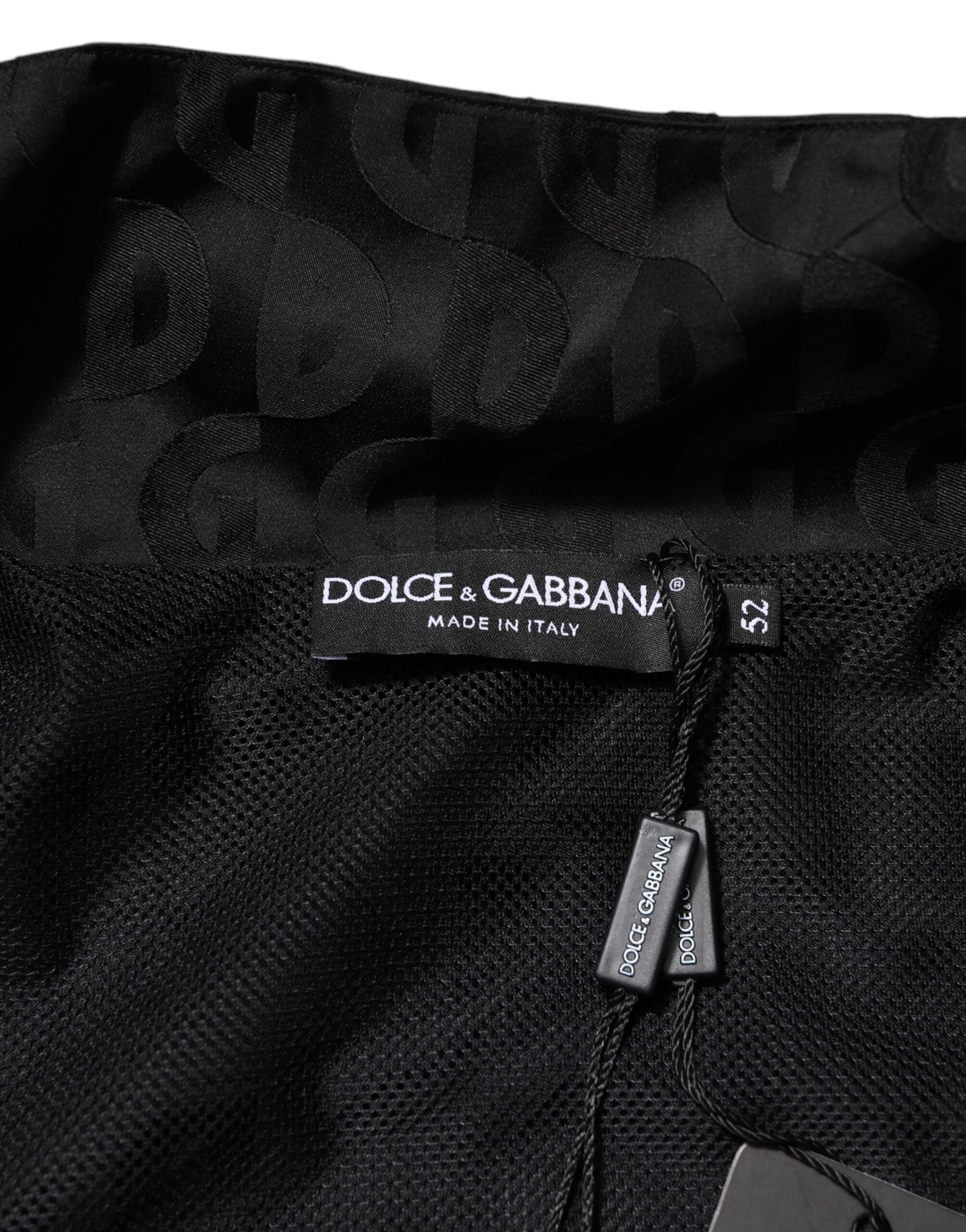 Black Jacquard Men Full Zip Bomber Sweater