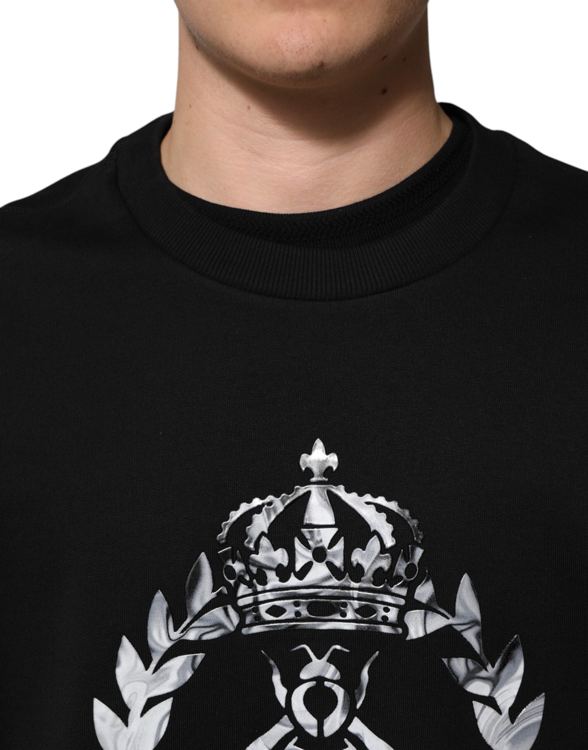 Black Cotton DG Logo Crew Sweatshirt Sweater
