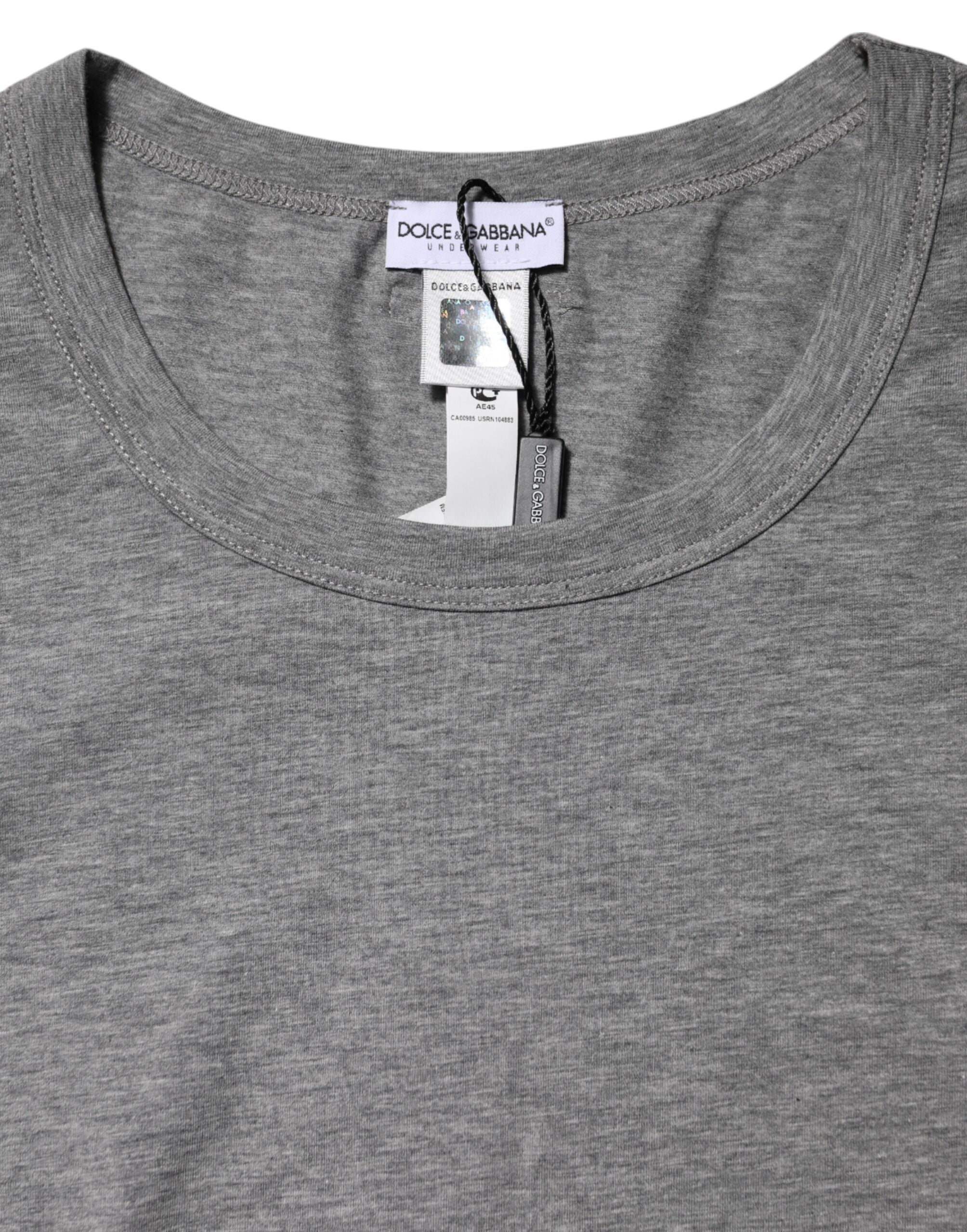 Gray Crew Neck Short Sleeves Underwear T-shirt