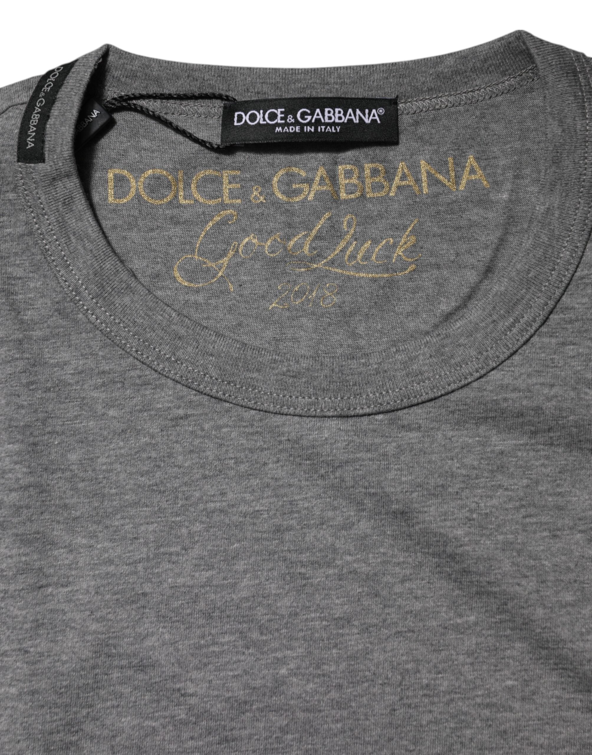 Gray Cotton Crew Neck Short Sleeves T-shirt