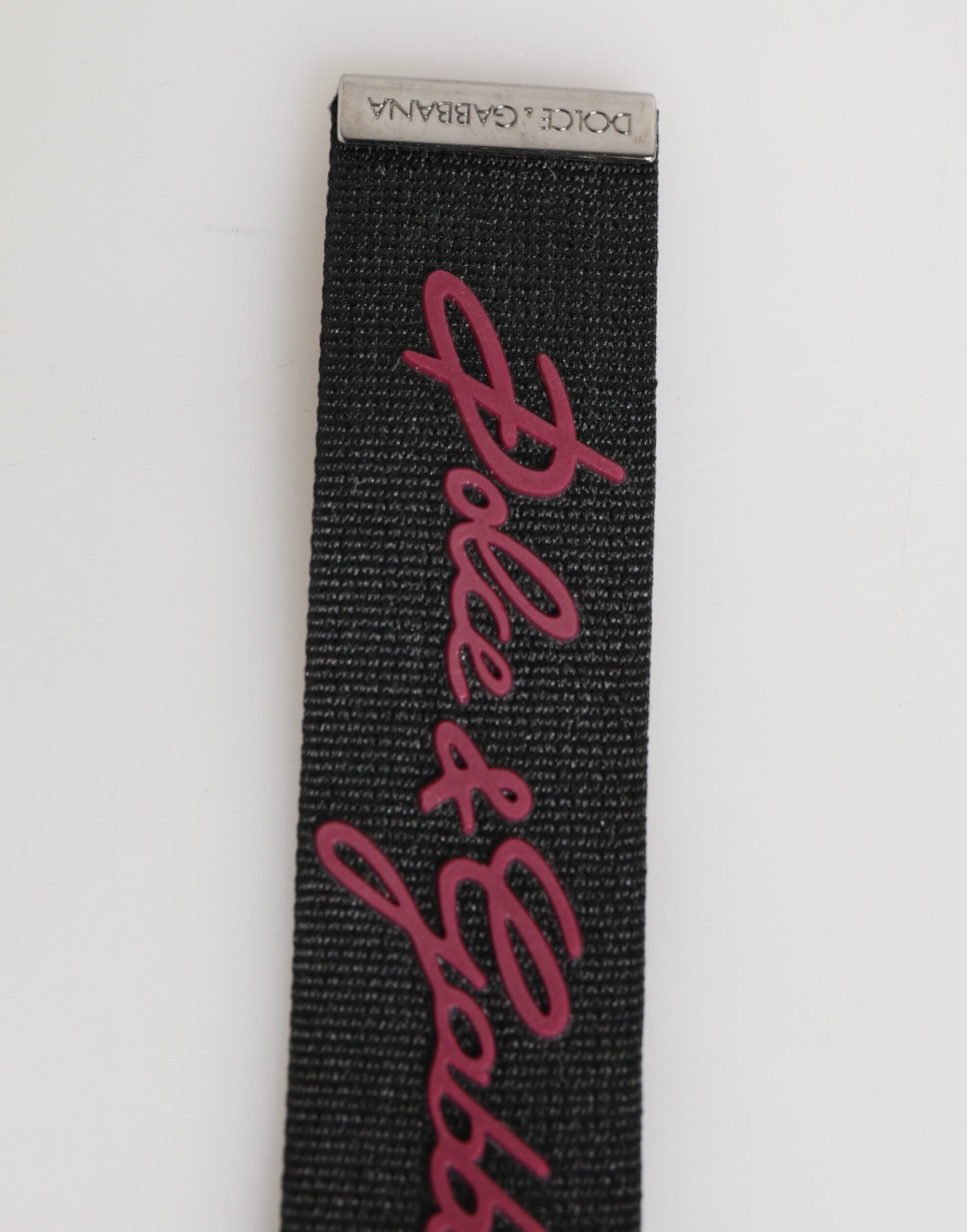Black Red Polyester DG Logo Silver Men Keychain Keyring