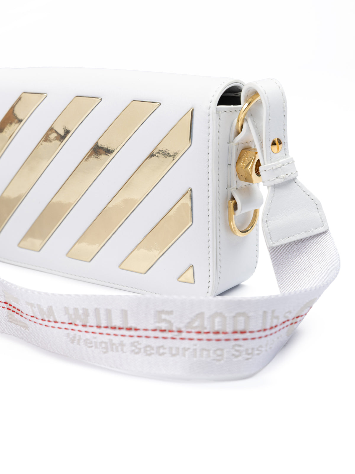 White/Gold Metallic Stripe Mini Crossbody Bag