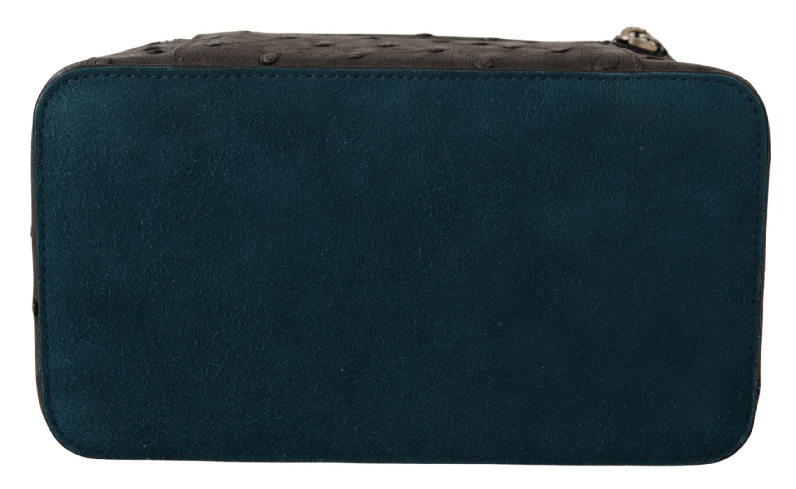Gray Skin Leather Vanity Case Toiletry Shaving Bag