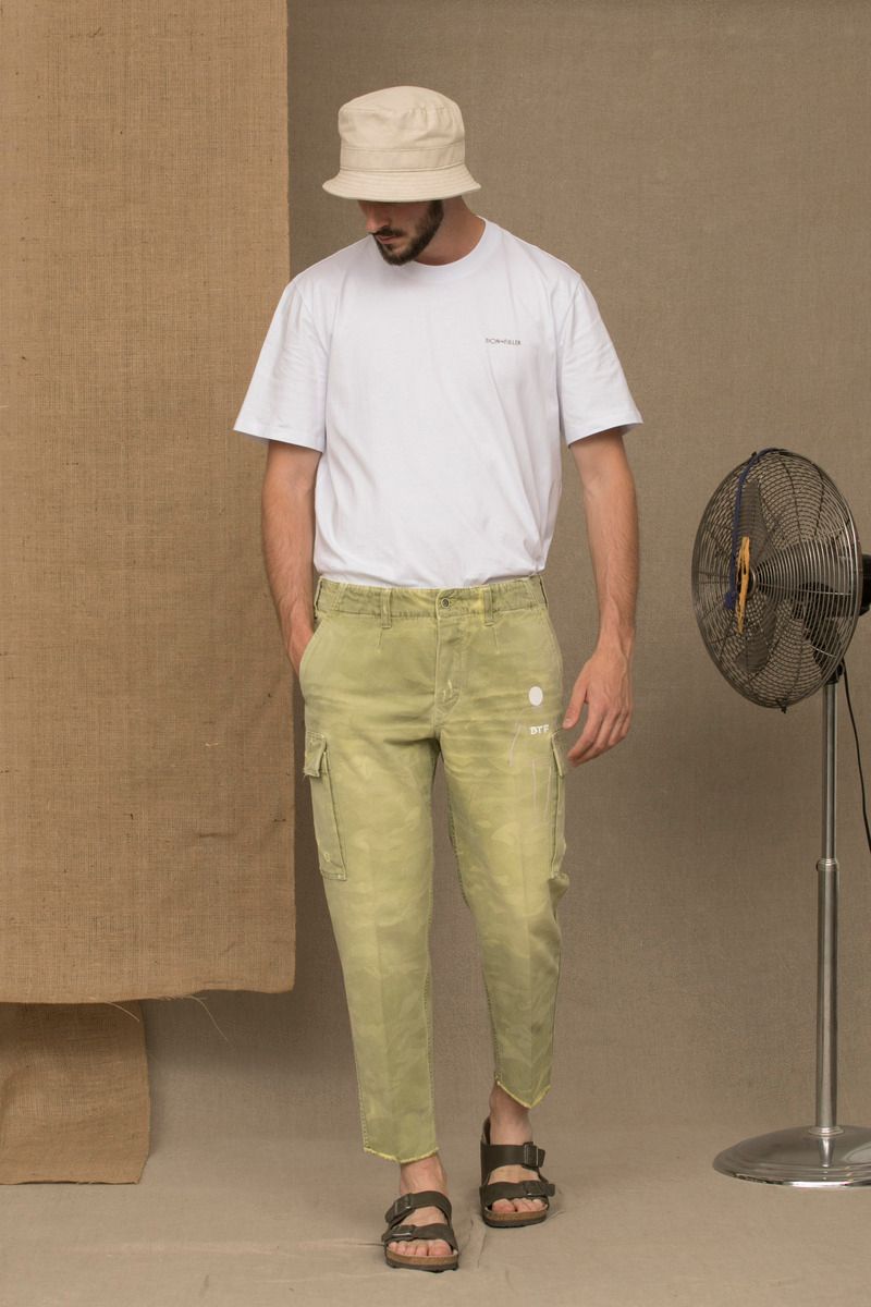 Military Green Cotton Men Jeans