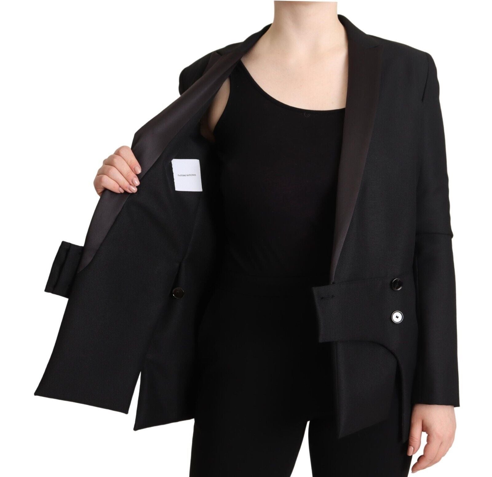 Black Long Sleeves Double Breasted Jacket