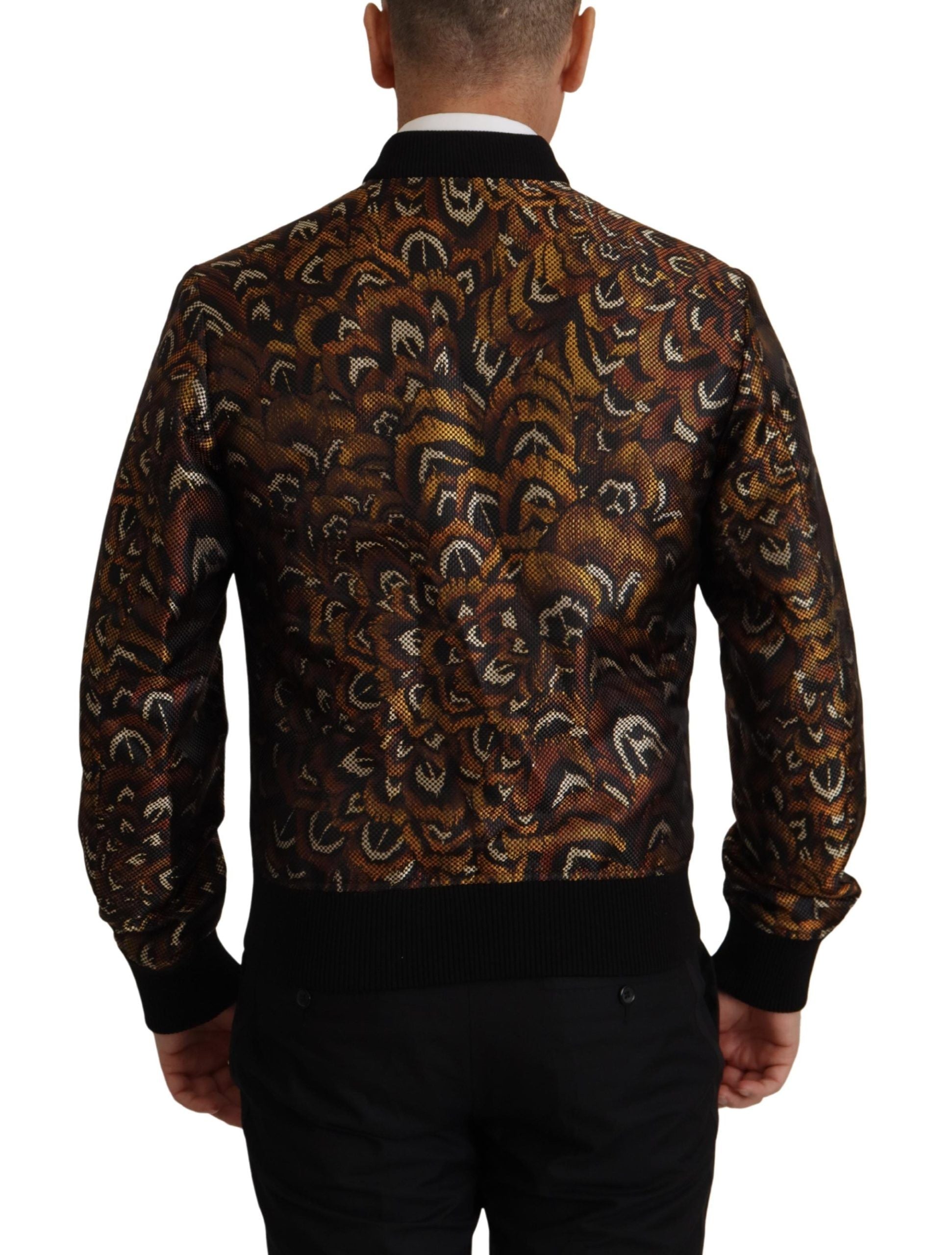 Brown Feather Full Zip Blouson Jacket