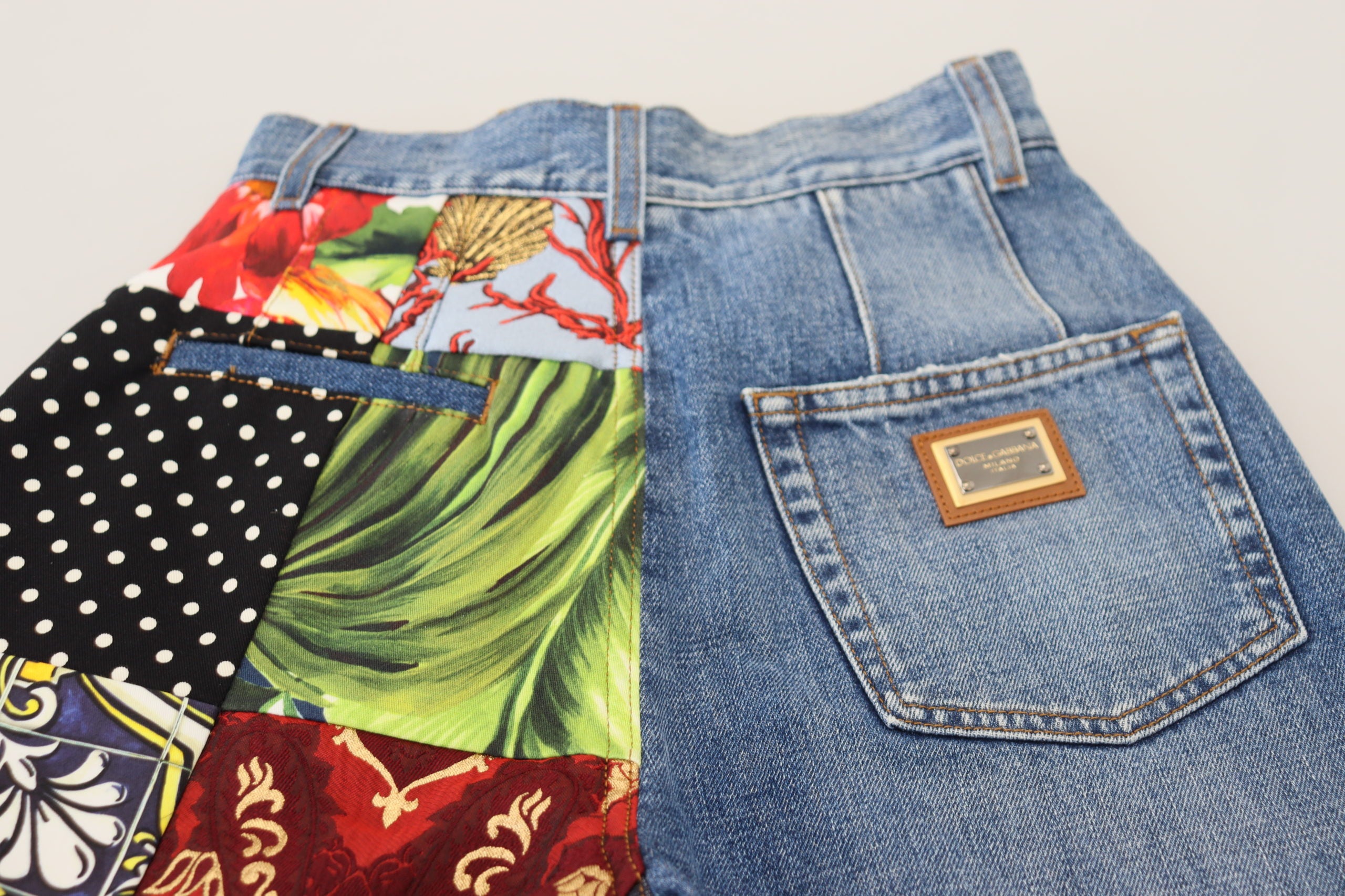 Blue Jacquard Majolica High Waist Jeans