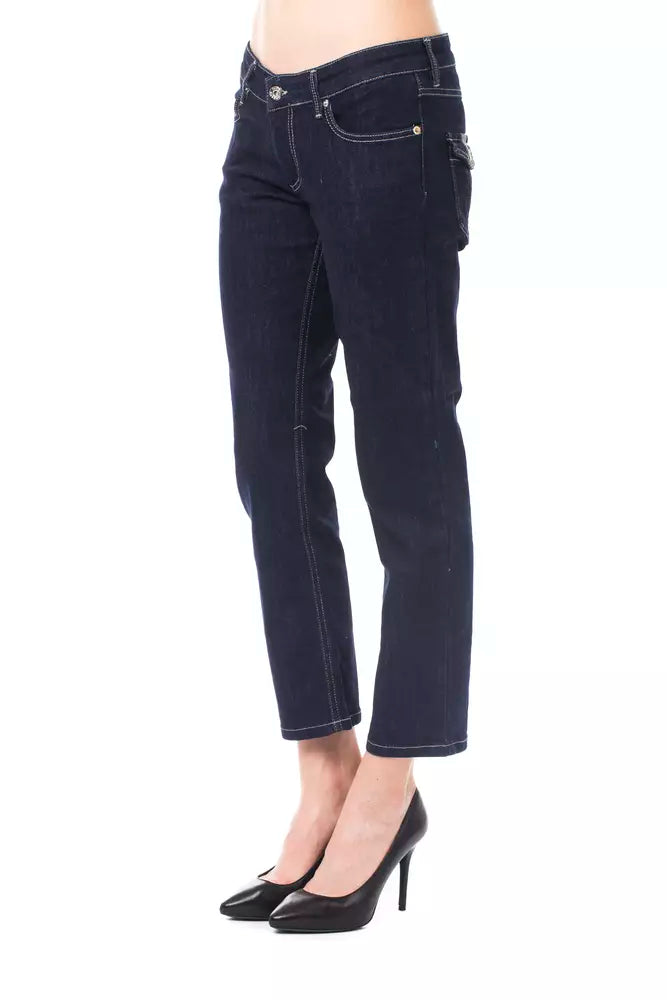 Blue Cotton Women Capri Jean