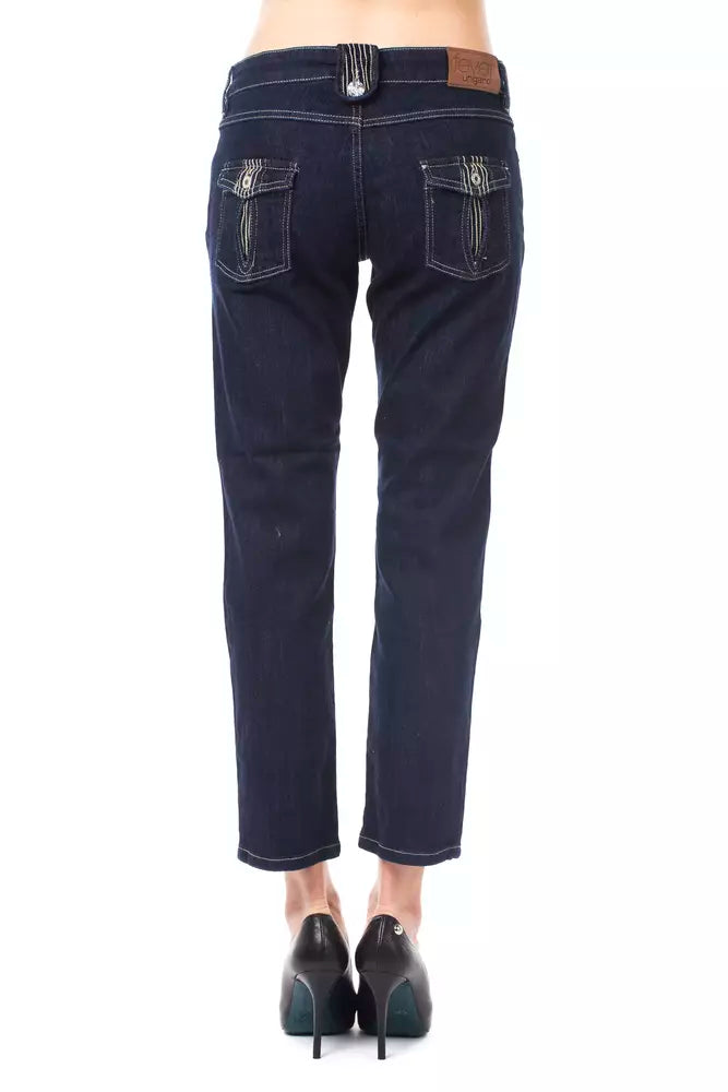 Blue Cotton Women Capri Jean