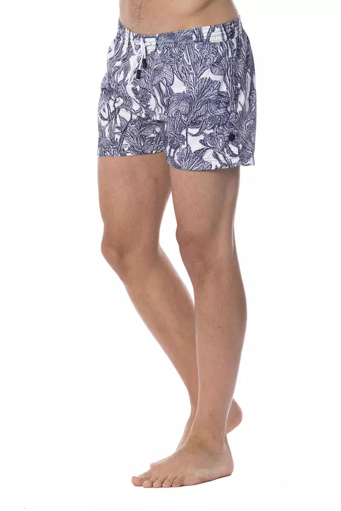 Light Blue Polyester Men's Swim Trunk