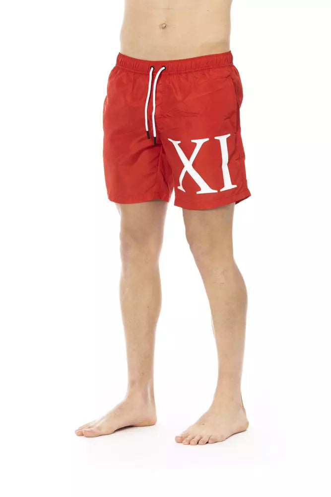 Red Polyester Men's Swim Short