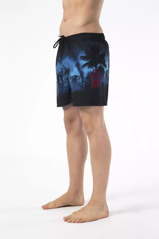 Black Polyester Men Swimwear