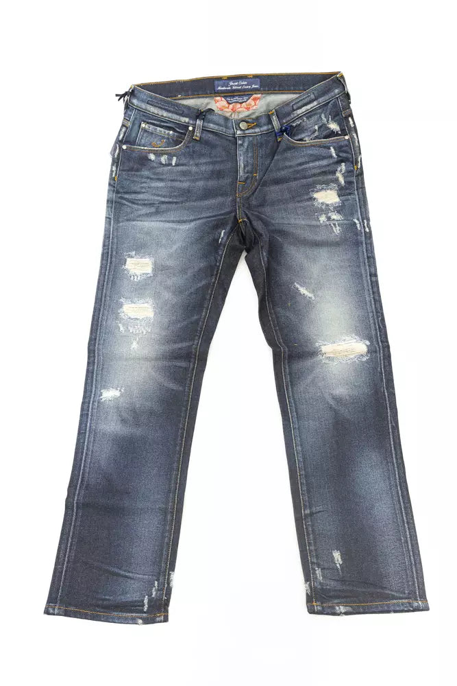 Blue Cotton Women's Jeans with Pony Skin Label