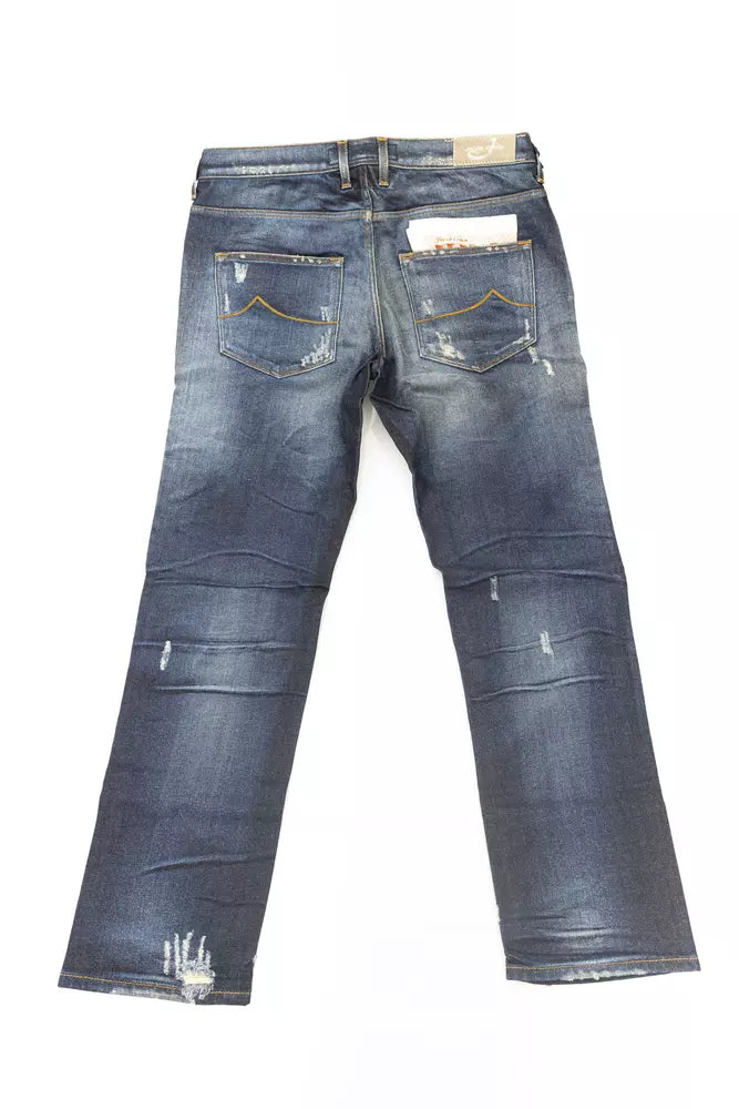 Blue Cotton Women's Jeans with Pony Skin Label