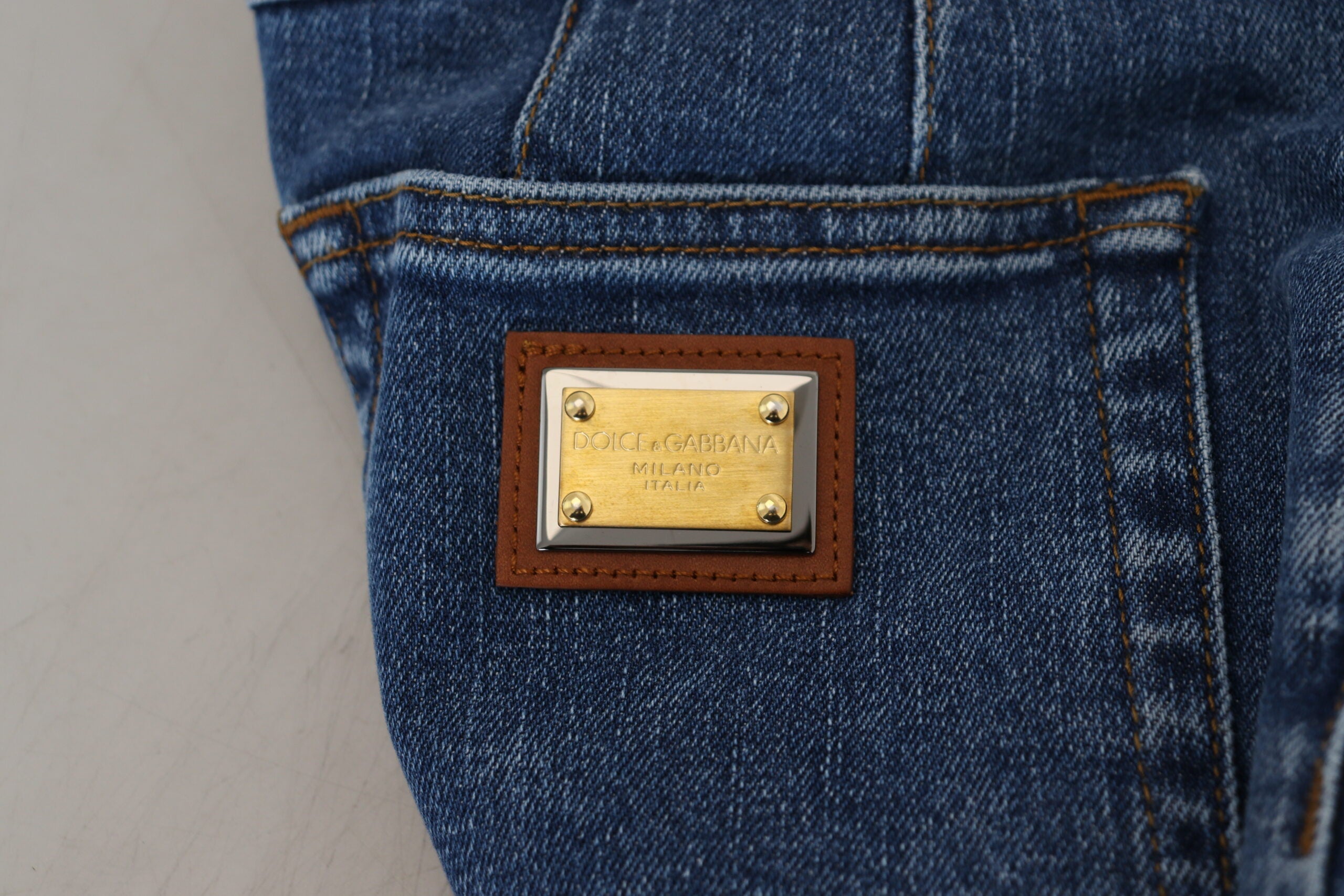 Blue High Waist Denim Cotton Stretch Jeans
