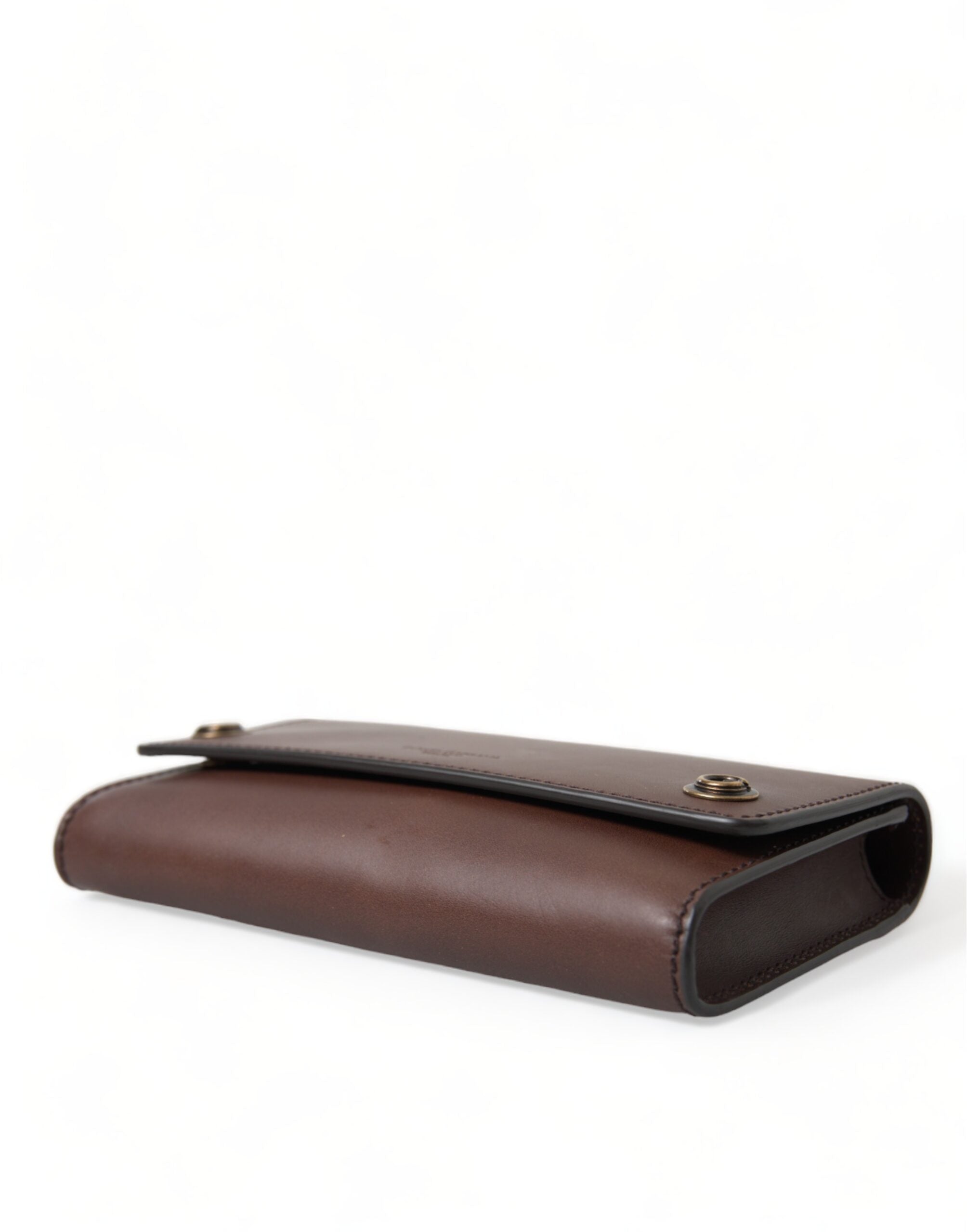 Brown Leather Logo Embossed Men Mini Shoulder Bag