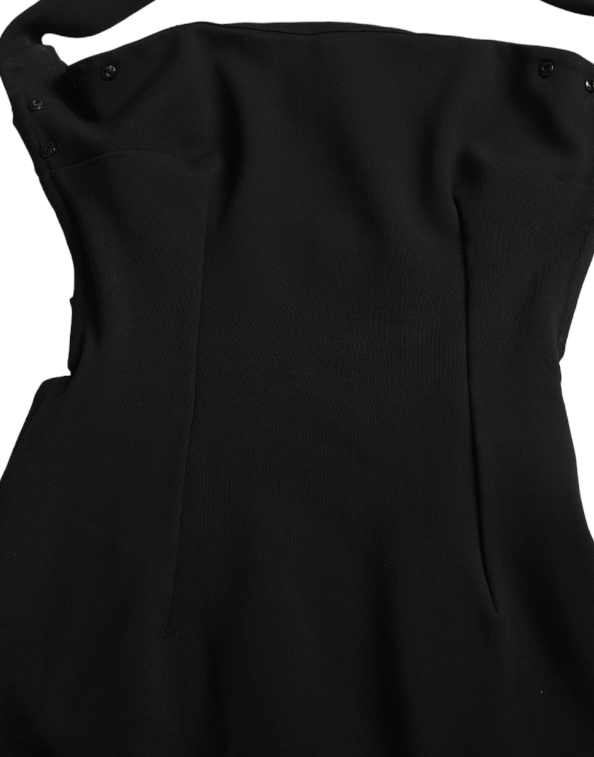 Black Sheath Halter Sleeveless Midi Dress
