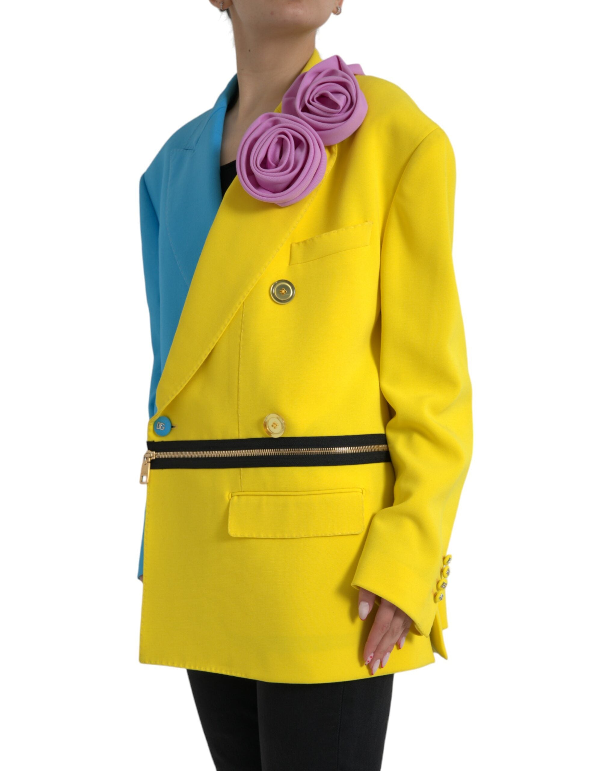 Multicolor Patchwork Floral Appliques Coat Jacket