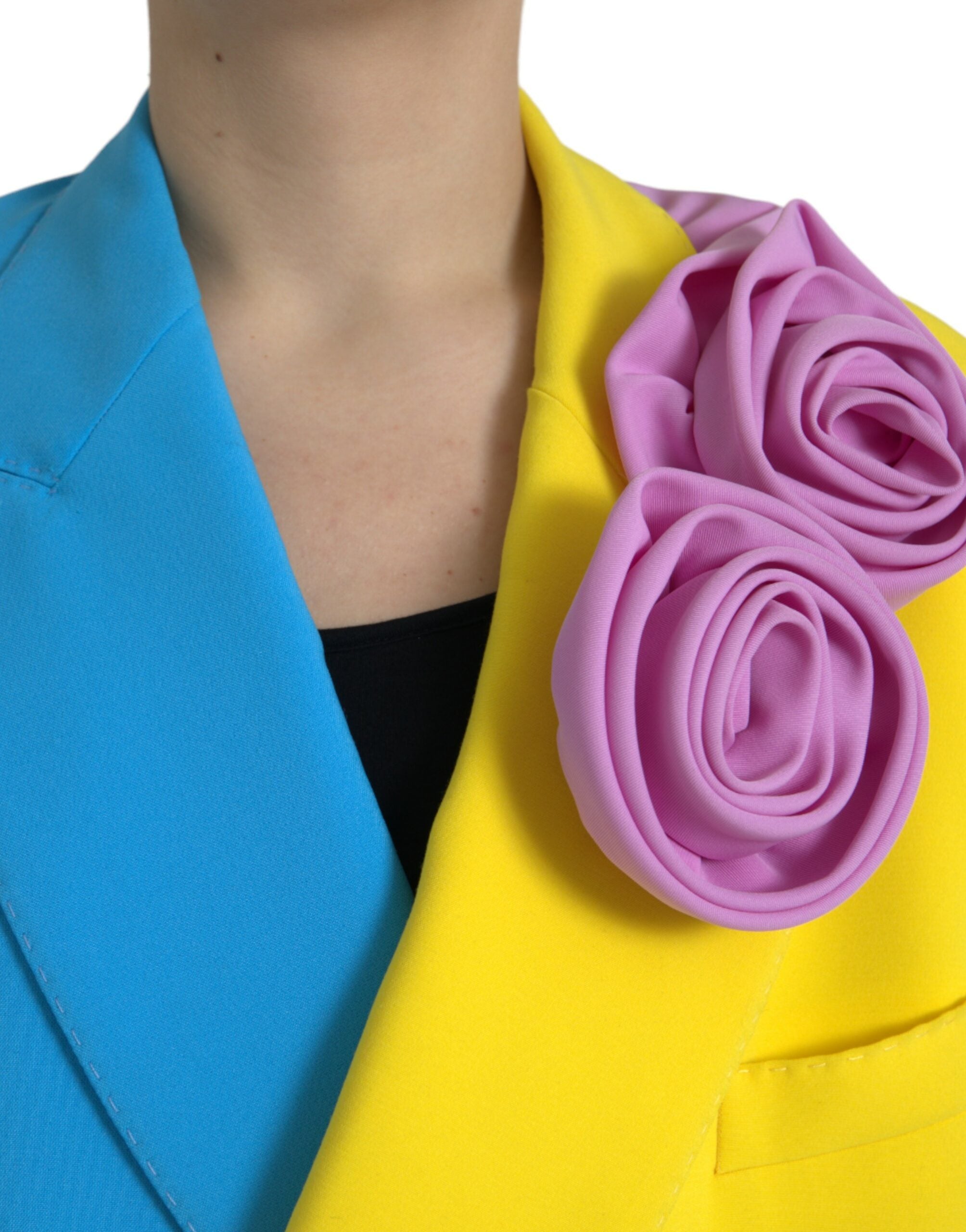 Multicolor Patchwork Floral Appliques Coat Jacket
