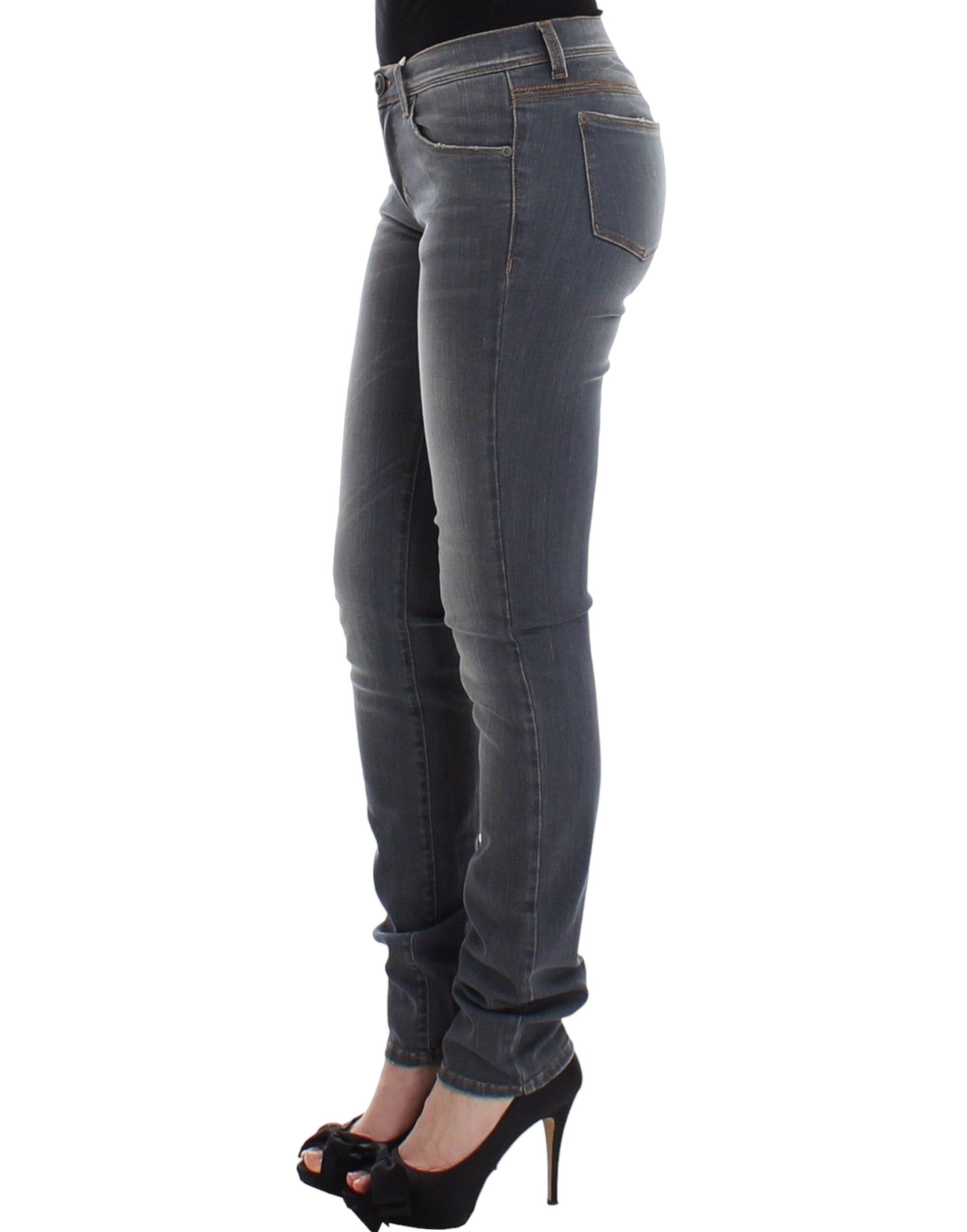 Gray Slim Jeans Denim Pants Skinny Leg Stretch