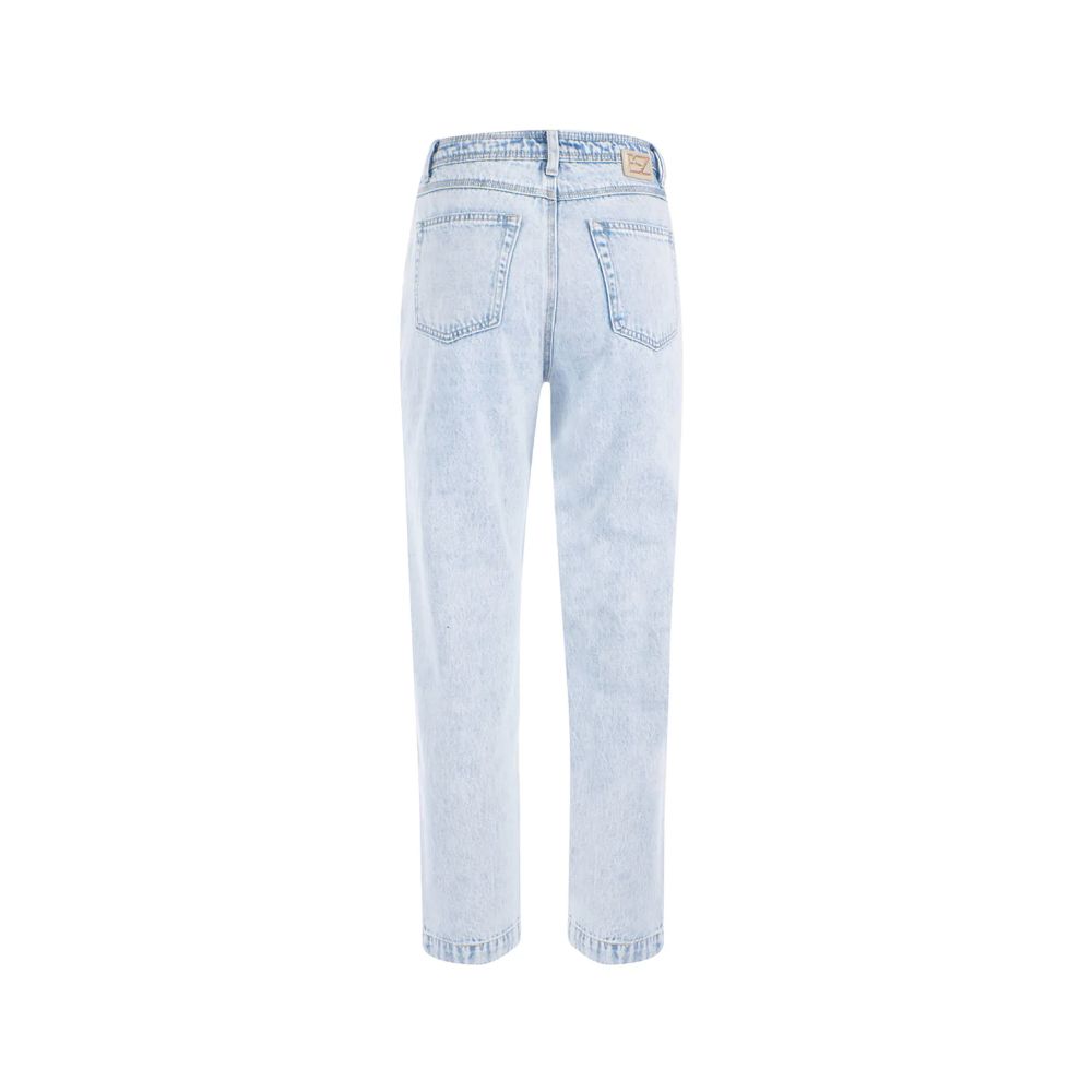 Blue Cotton Women's High-Waisted Jean