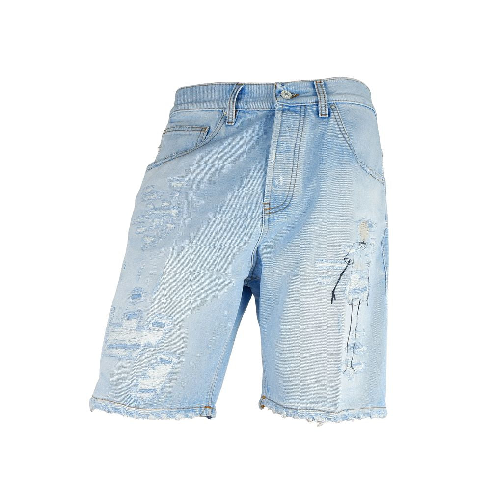 Blue Cotton Men Bermuda Shorts