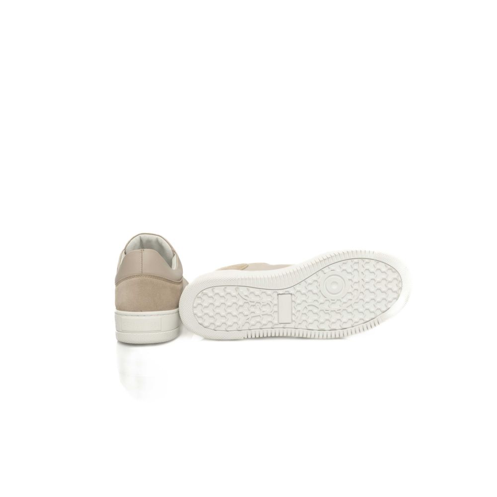 Beige Leather Women Platform Sneaker
