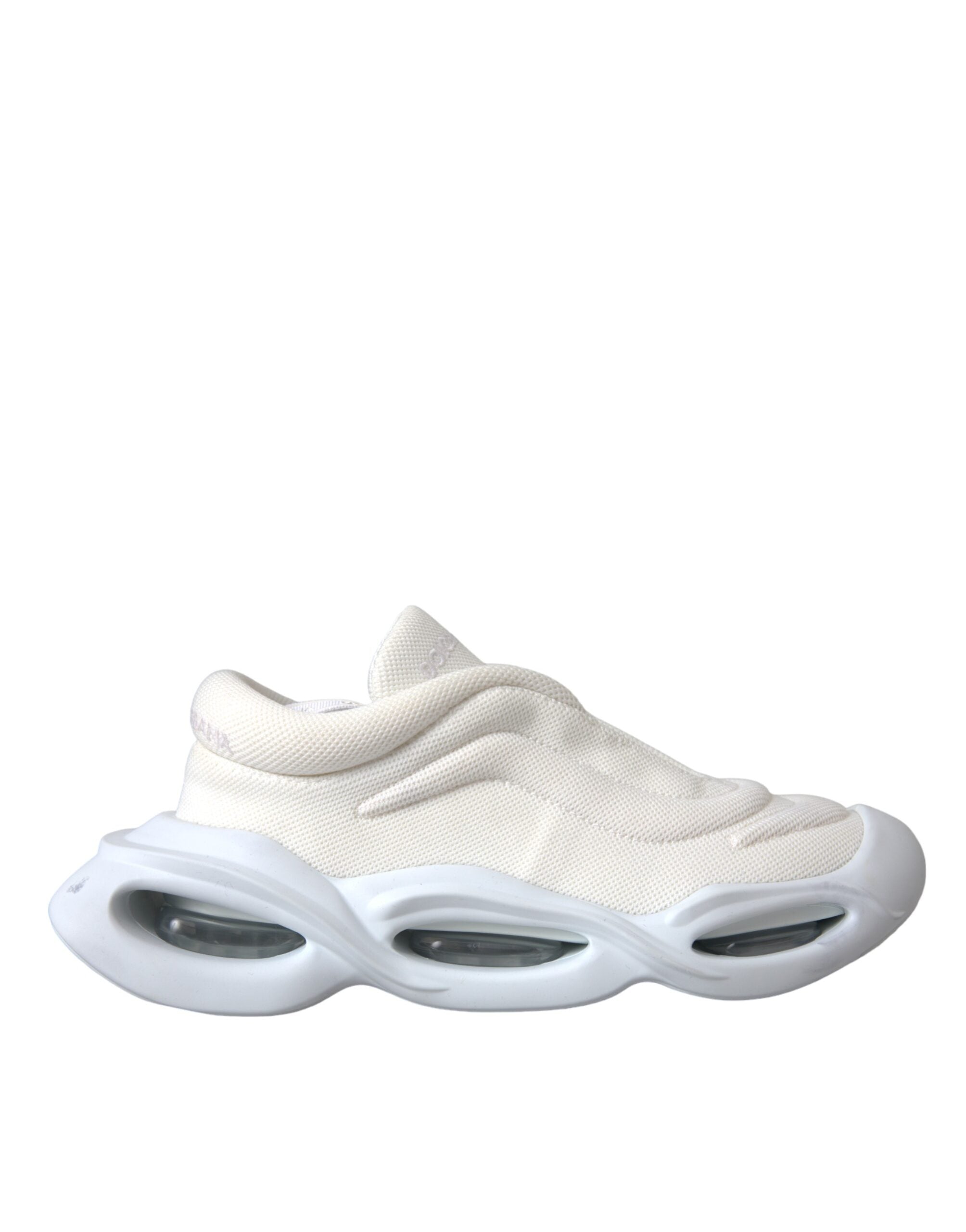 White Padded Fabric Wave Low Top Sneakers Shoes