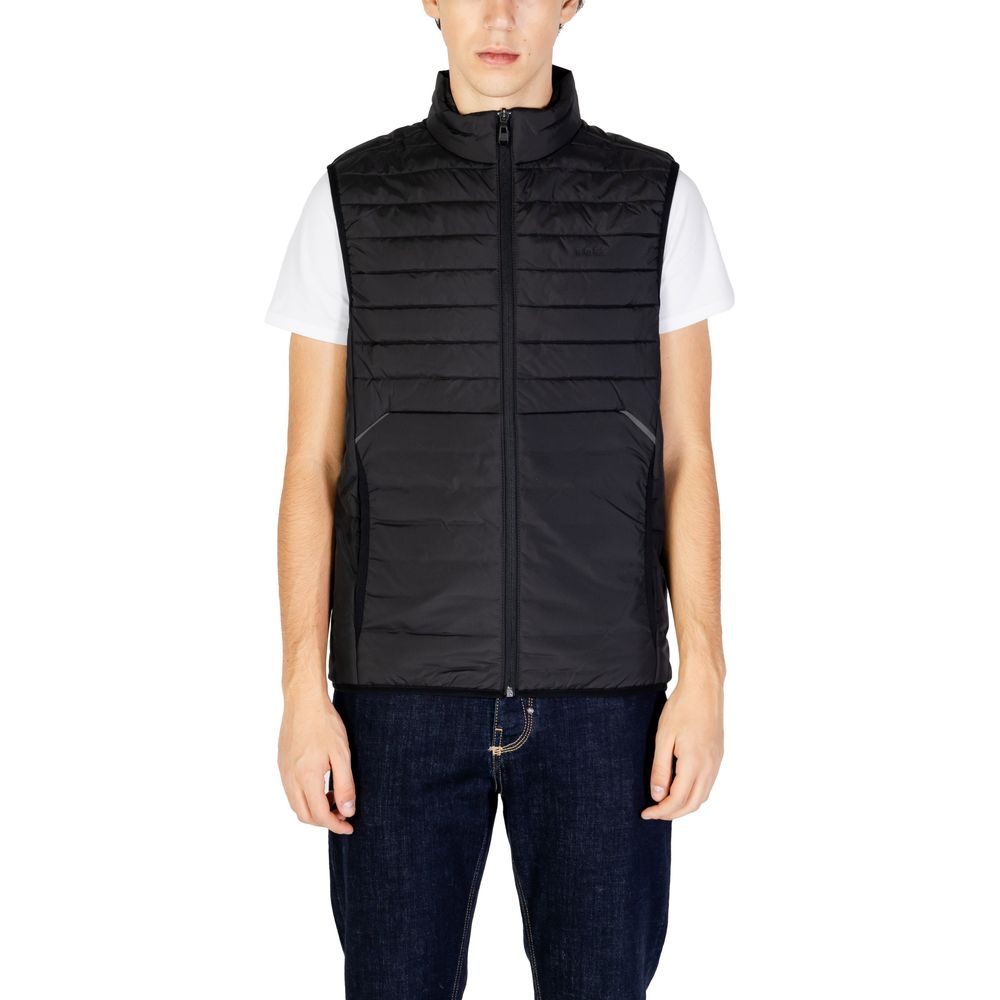 Black Polyester Sleveless Jacket