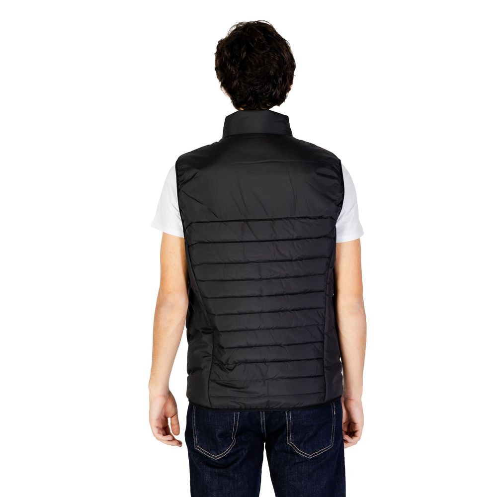 Black Polyester Sleveless Jacket