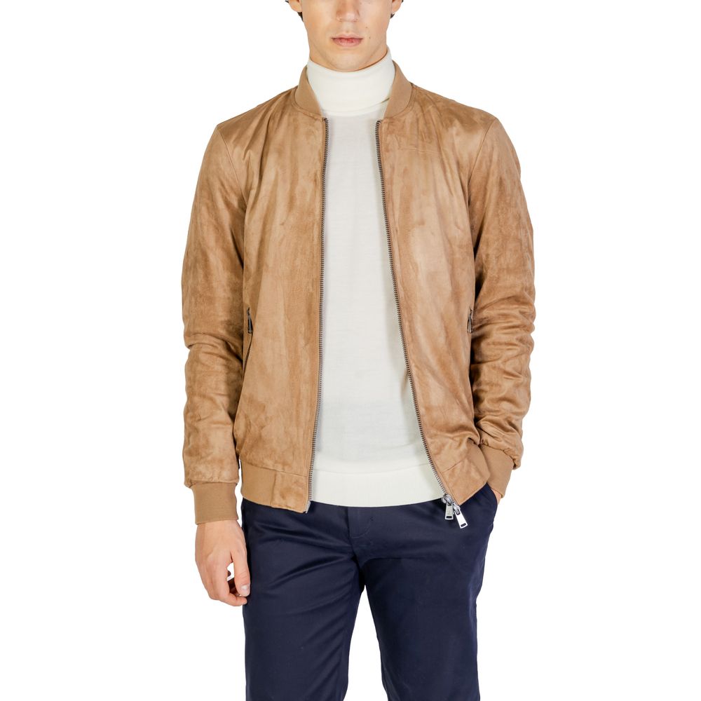 Beige Polyester Jackets & Coat