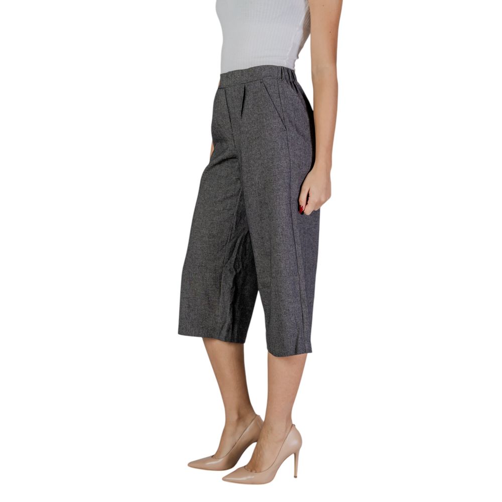 Black And White Polyester Cropped Pant