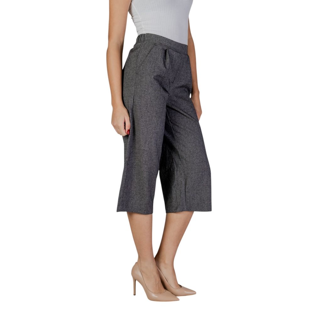 Black And White Polyester Cropped Pant