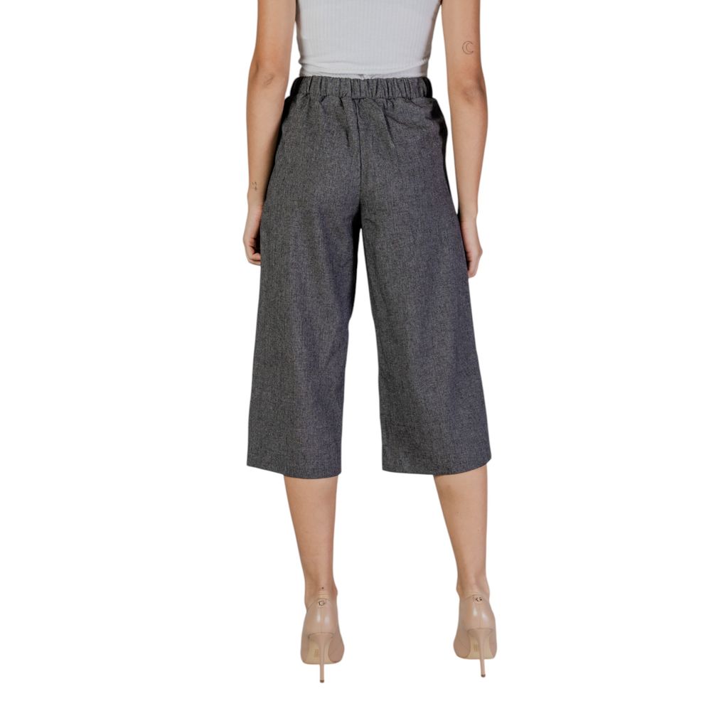 Black And White Polyester Cropped Pant