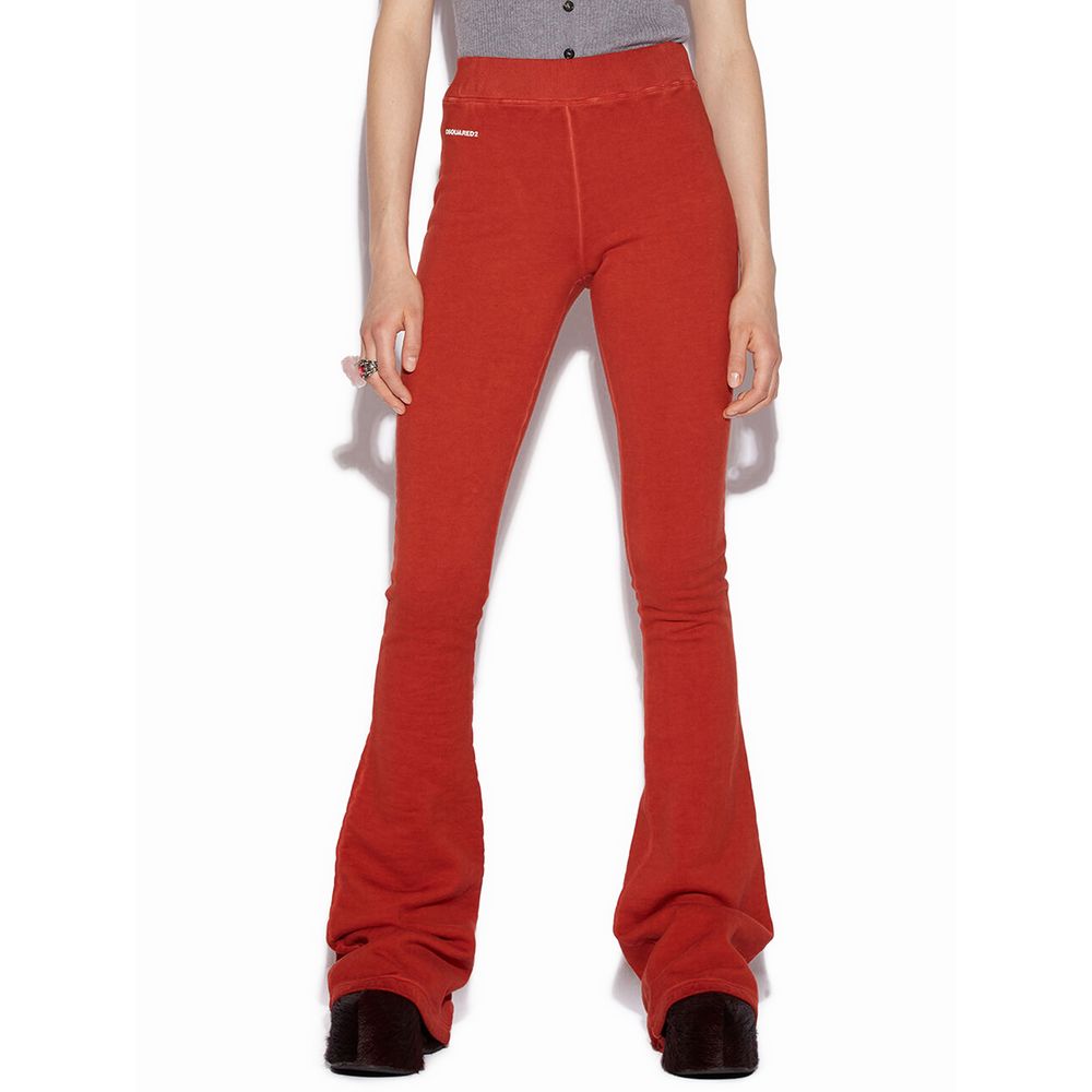 Red Cotton Flared Pant
