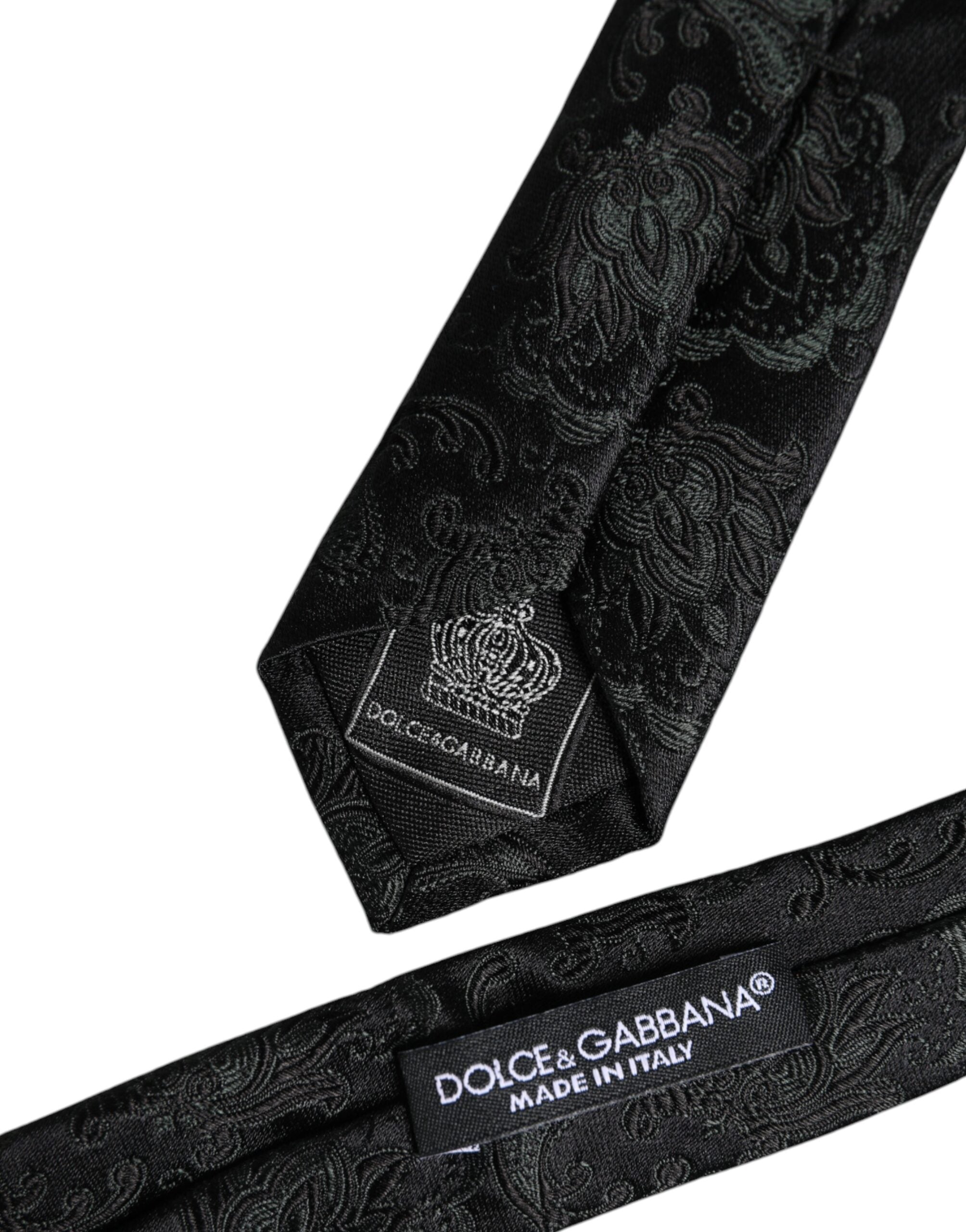 Dark Green Floral Silk Adjustable Necktie Tie