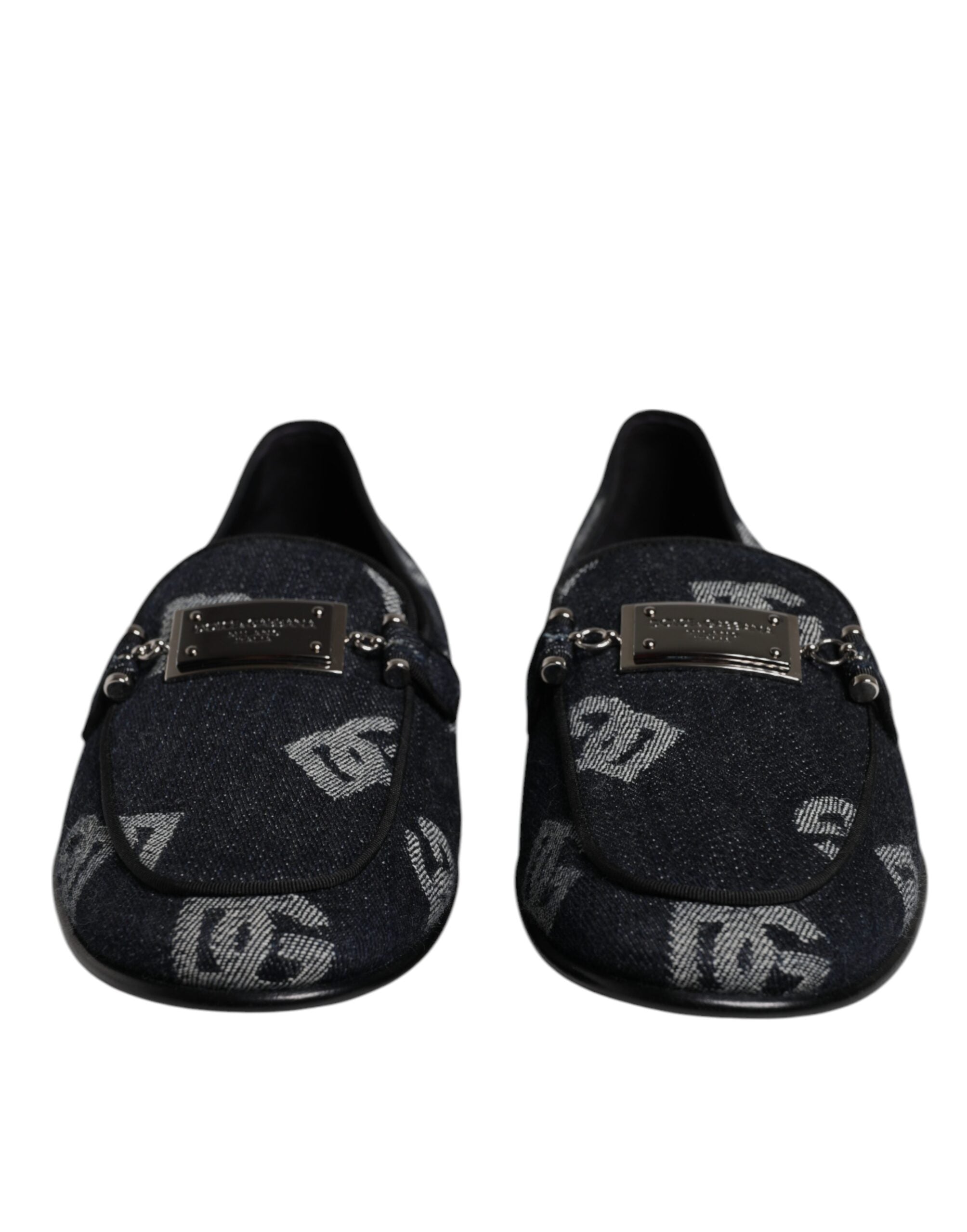 Black Logo Cotton Loafers Formal Dress Shoes