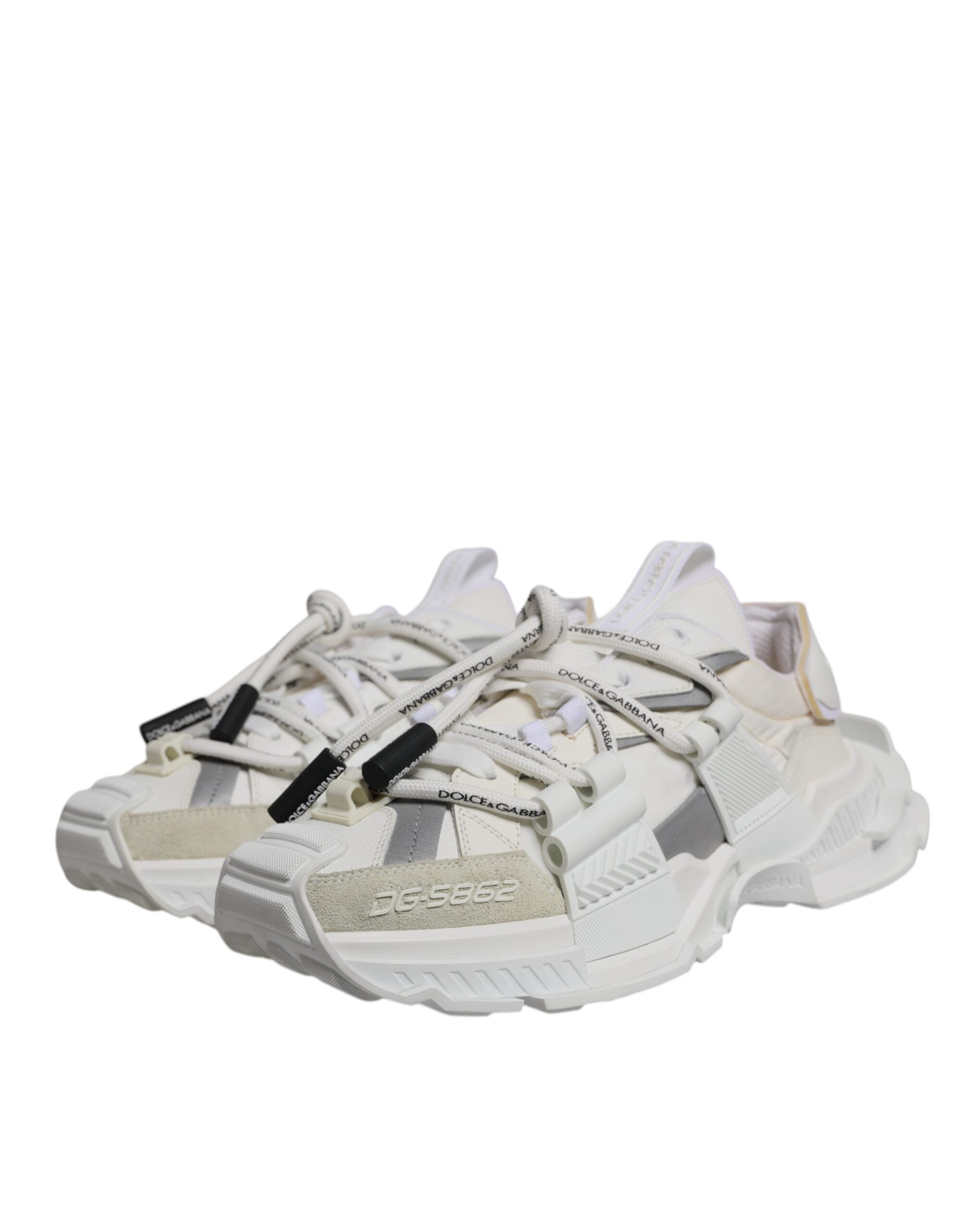 White Nylon Low Top Space Sneakers Shoes