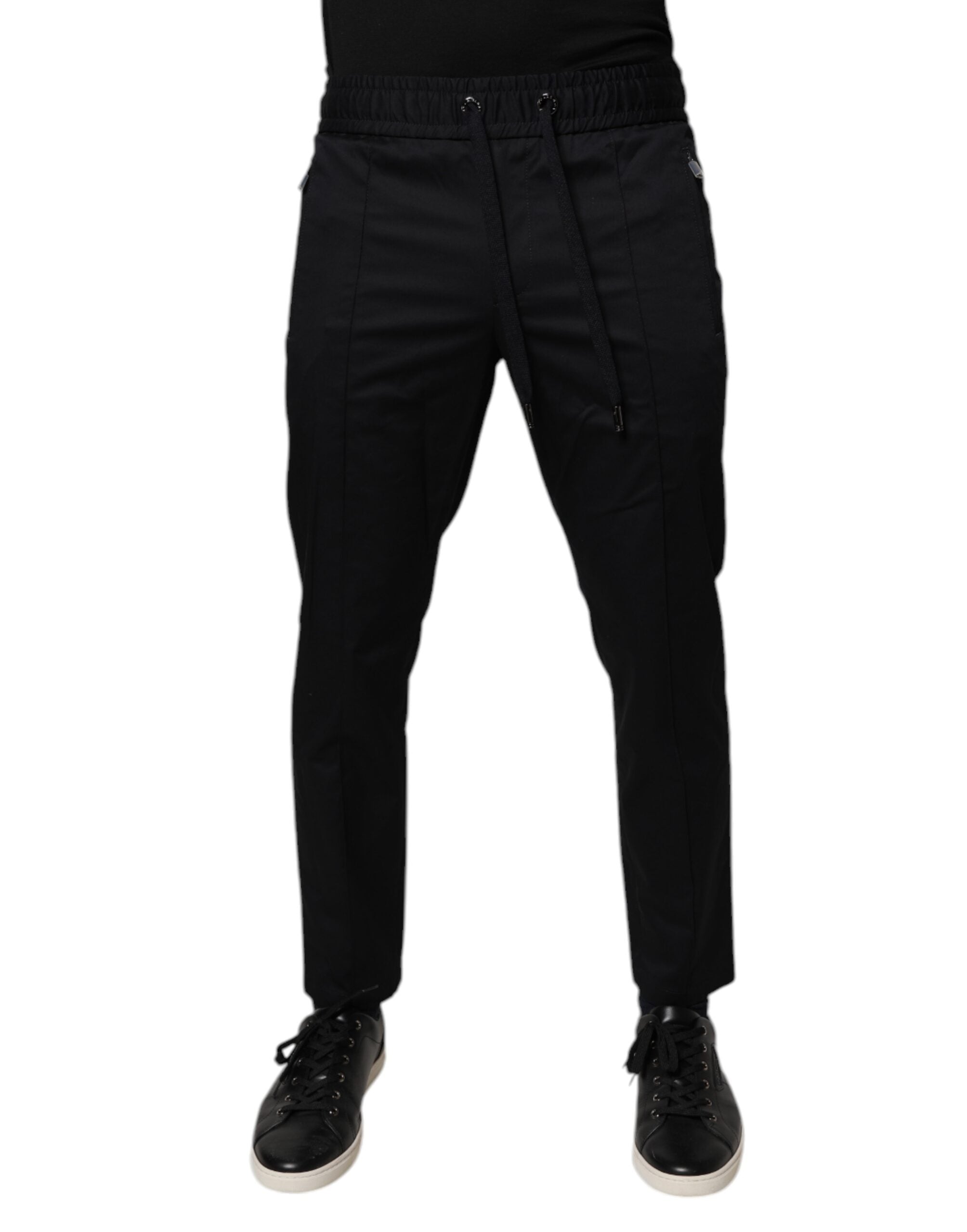 Dark Blue Cotton Men Jogger Sweatpants Pants