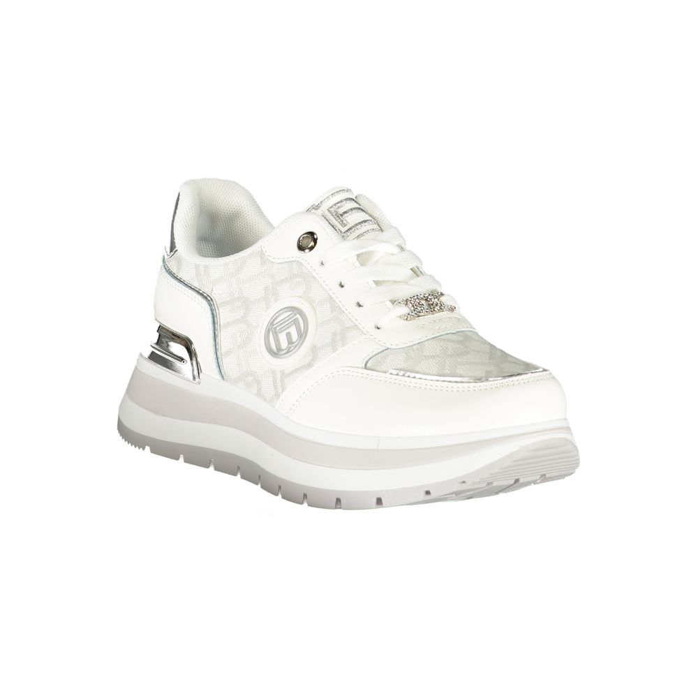 White Polyester Women Sneaker